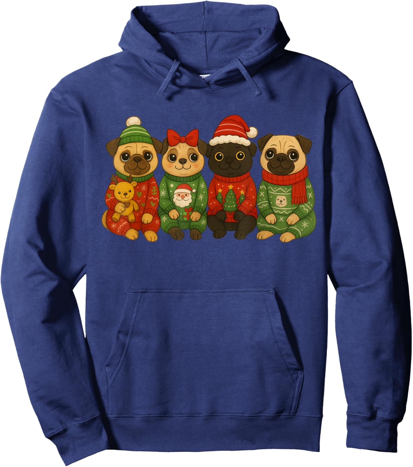 Christmas Pug Matching Family Xmas Pajama Dog Men Women Kids Hoodie - Hoodie | Navy