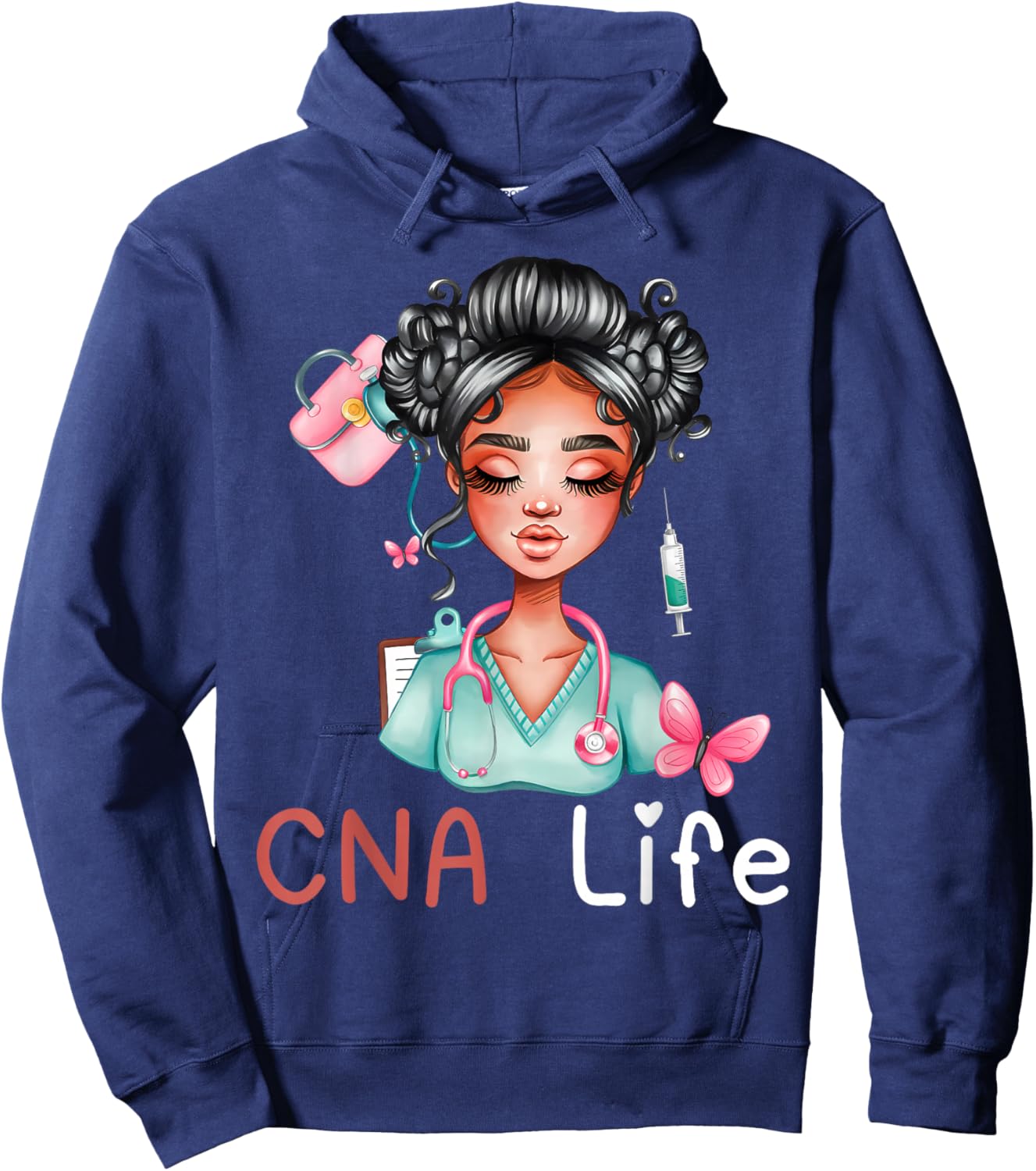 CNA Nurse Life Black History Month African American Nursing Hoodie - Hoodie | Navy