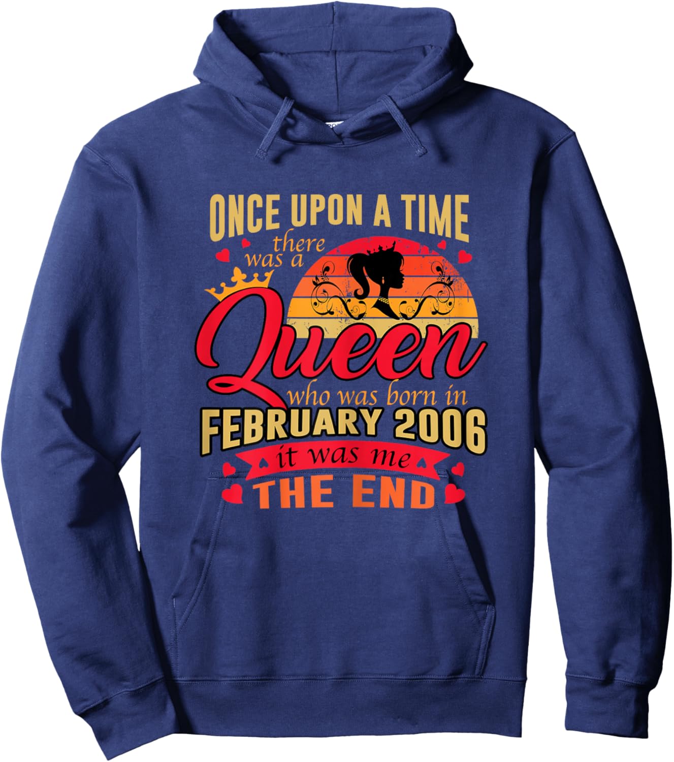 20th Birthday Gift A Queen Born in February 2006 20 Yrs Old Hoodie - Hoodie | Navy