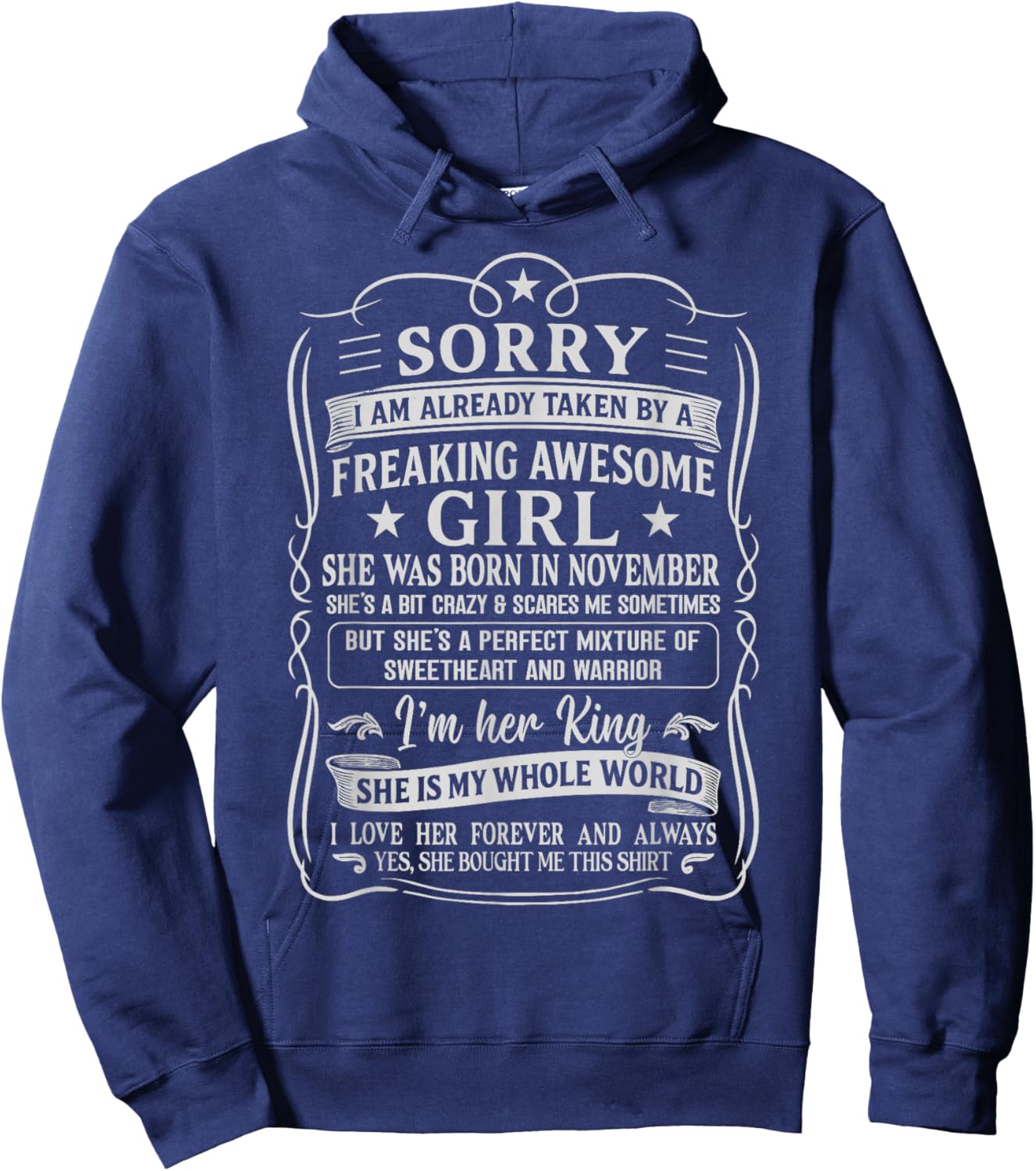 I Am Already Taken by Freaking Awesome Girl Born in November Hoodie - Hoodie | Navy