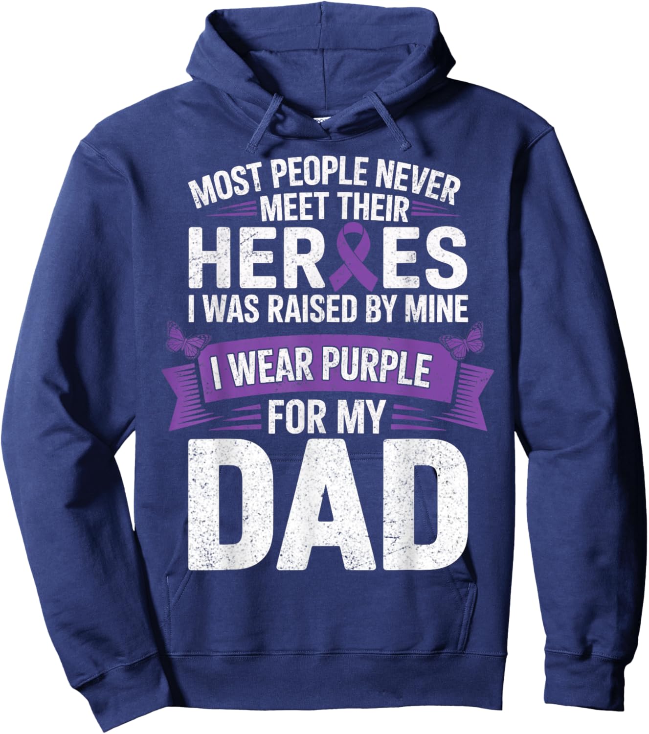 I Wear Purple for My Dad - Pancreatic Cancer Support Hoodie - Hoodie | Navy