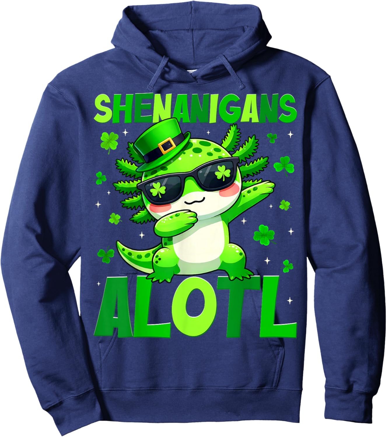 Funny Shenanigans Alotl Dabbing Axolotl St Patricks Boy Kid Hoodie - Hoodie | Navy