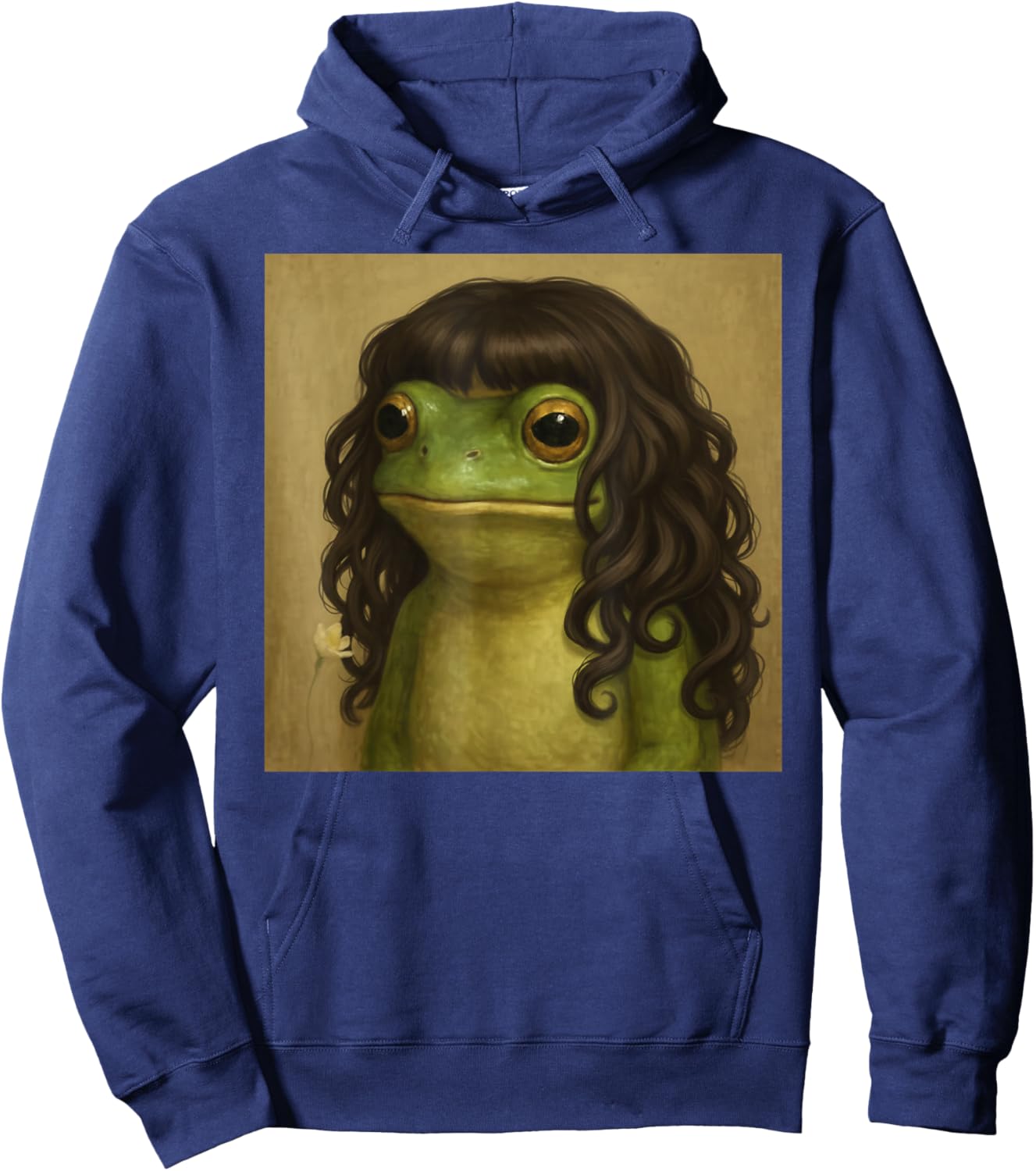 Funny Frog Long Curly Hair Haircut Meme Women Kids Hoodie - Hoodie | Navy
