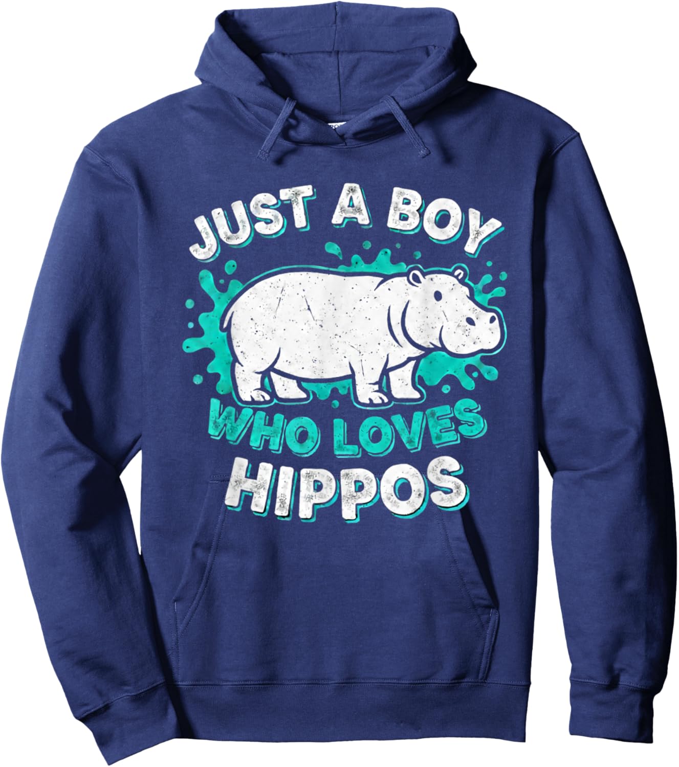 Kids Hippo Hippopotamus Just A Boy Who Loves Hippos Hoodie - Hoodie | Navy
