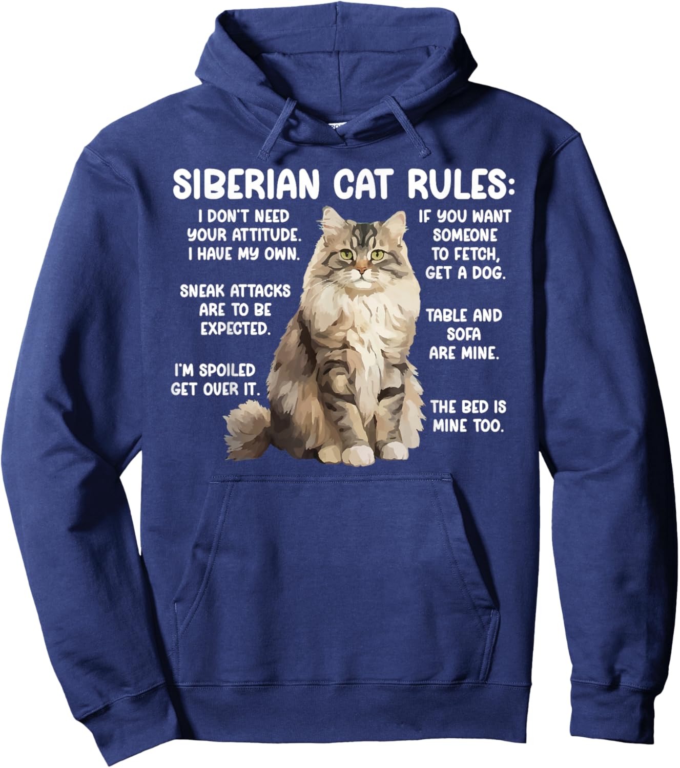 Siberian Cat Rules Siberian Cat Owner Siberian Cat Lover Hoodie - Hoodie | Navy