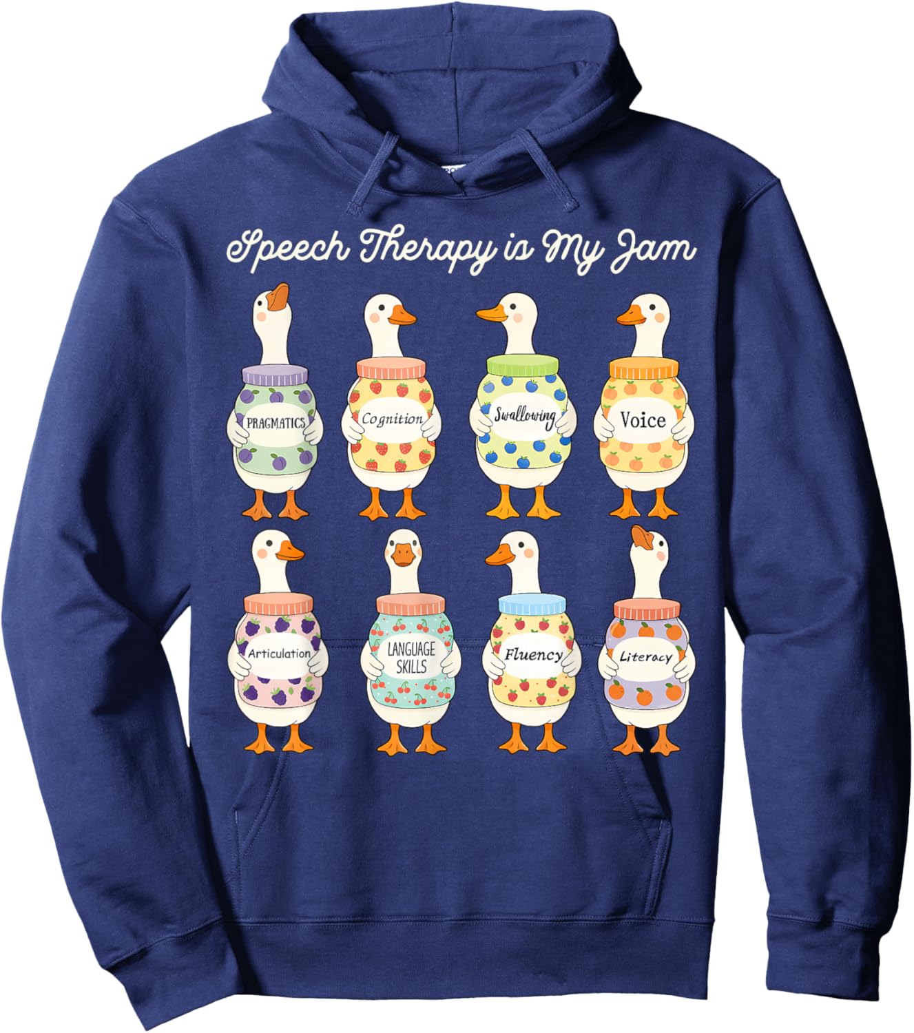 Speech Therapy is My Jam Silly Goose SLP Speech Pathologist Hoodie - Hoodie | Navy