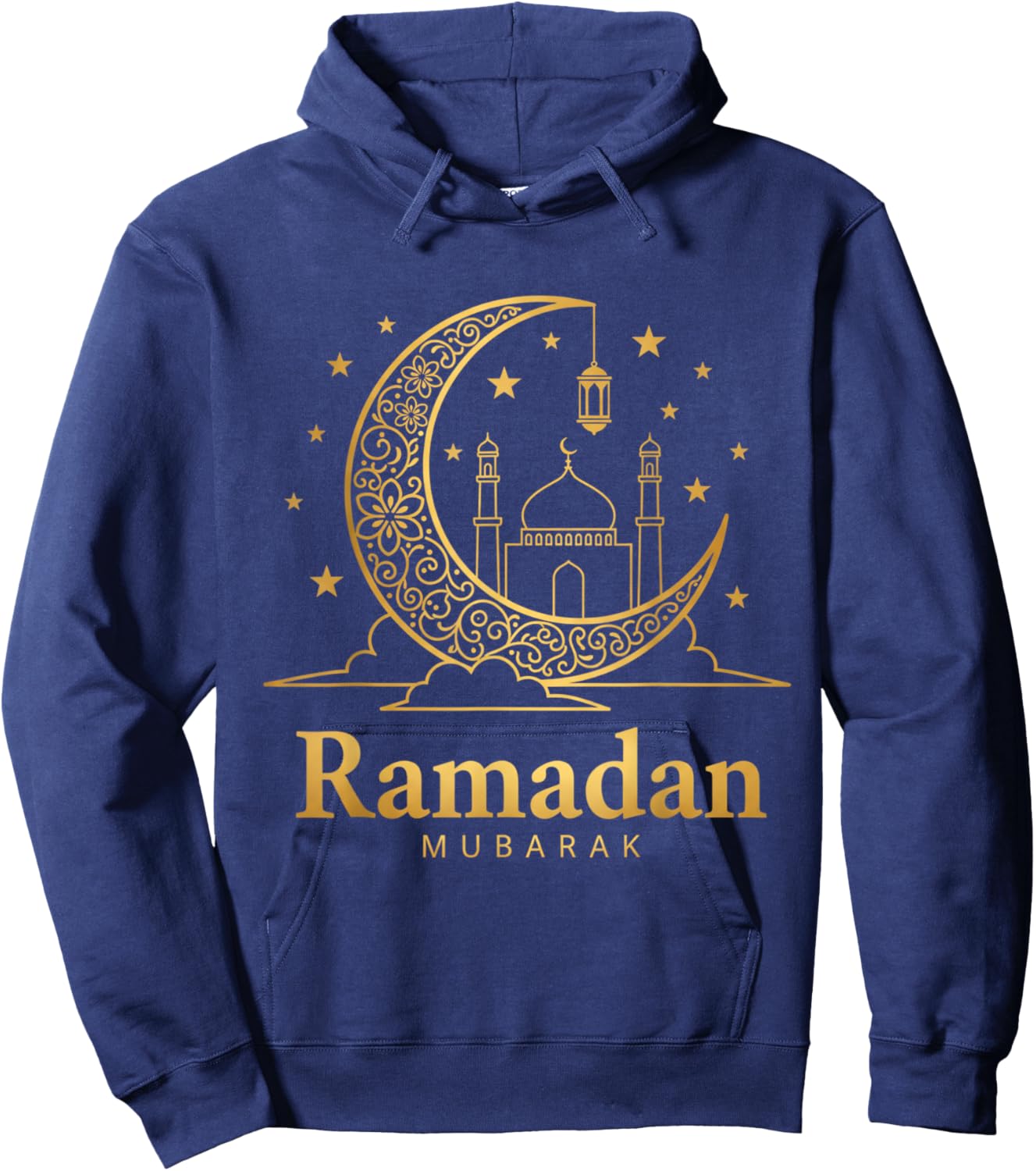 Ramadan Mubarak Kareem Happy Fasting Muslim Crescent Moon Hoodie - Hoodie | Navy