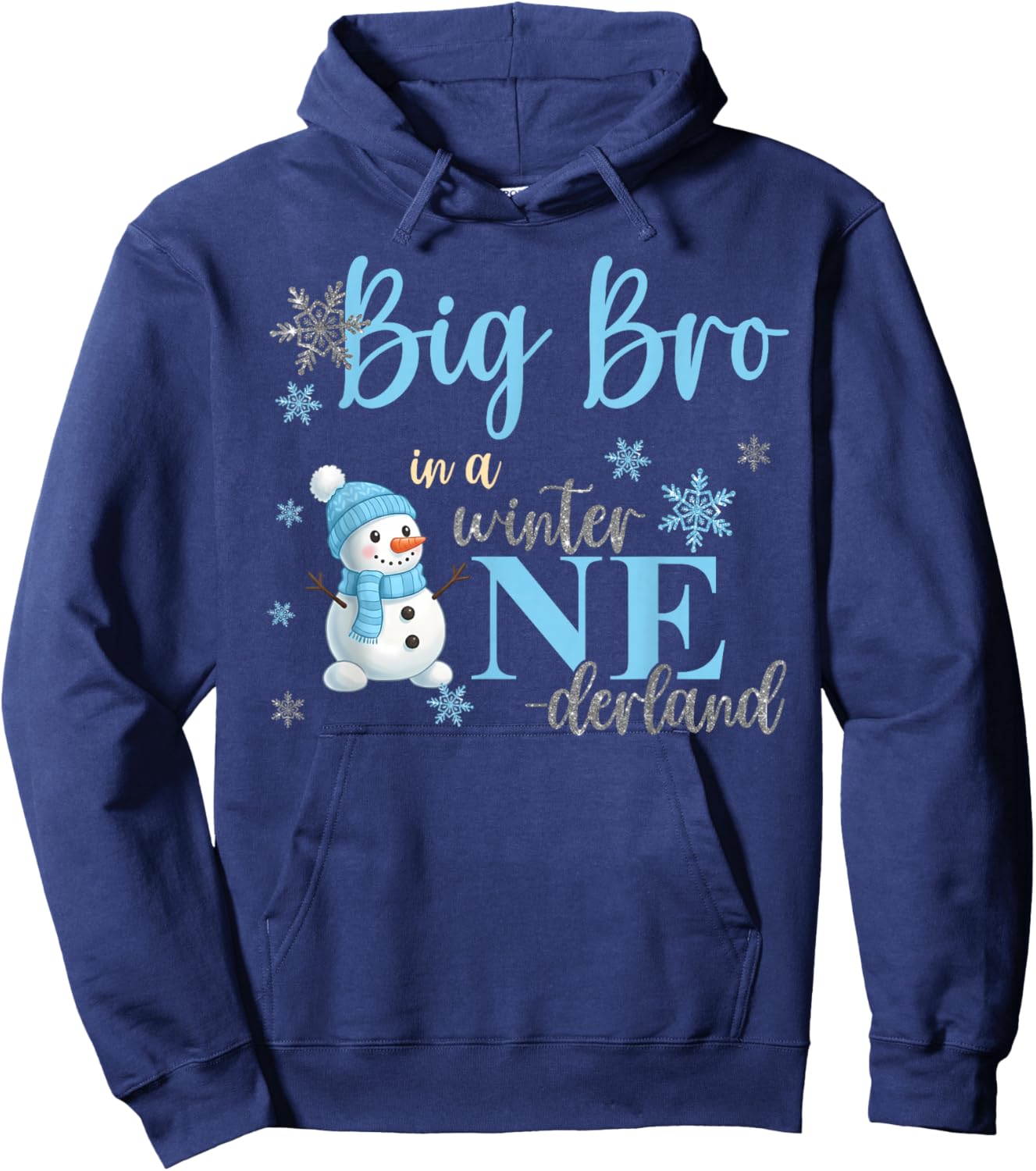 Big Bro in A Winter Onederland Bday Boy Girl Cute Snowman Hoodie - Hoodie | Navy