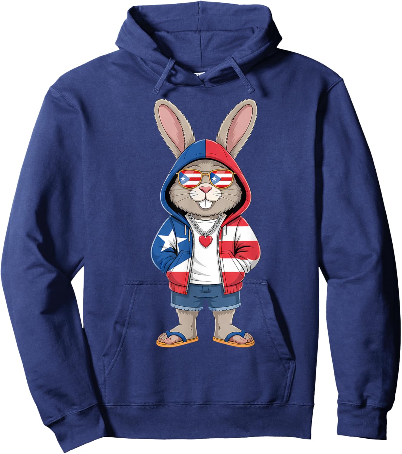 Puerto Rico Rabbit Puerto Rican Flag Bunny Hoodie - Hoodie | Navy