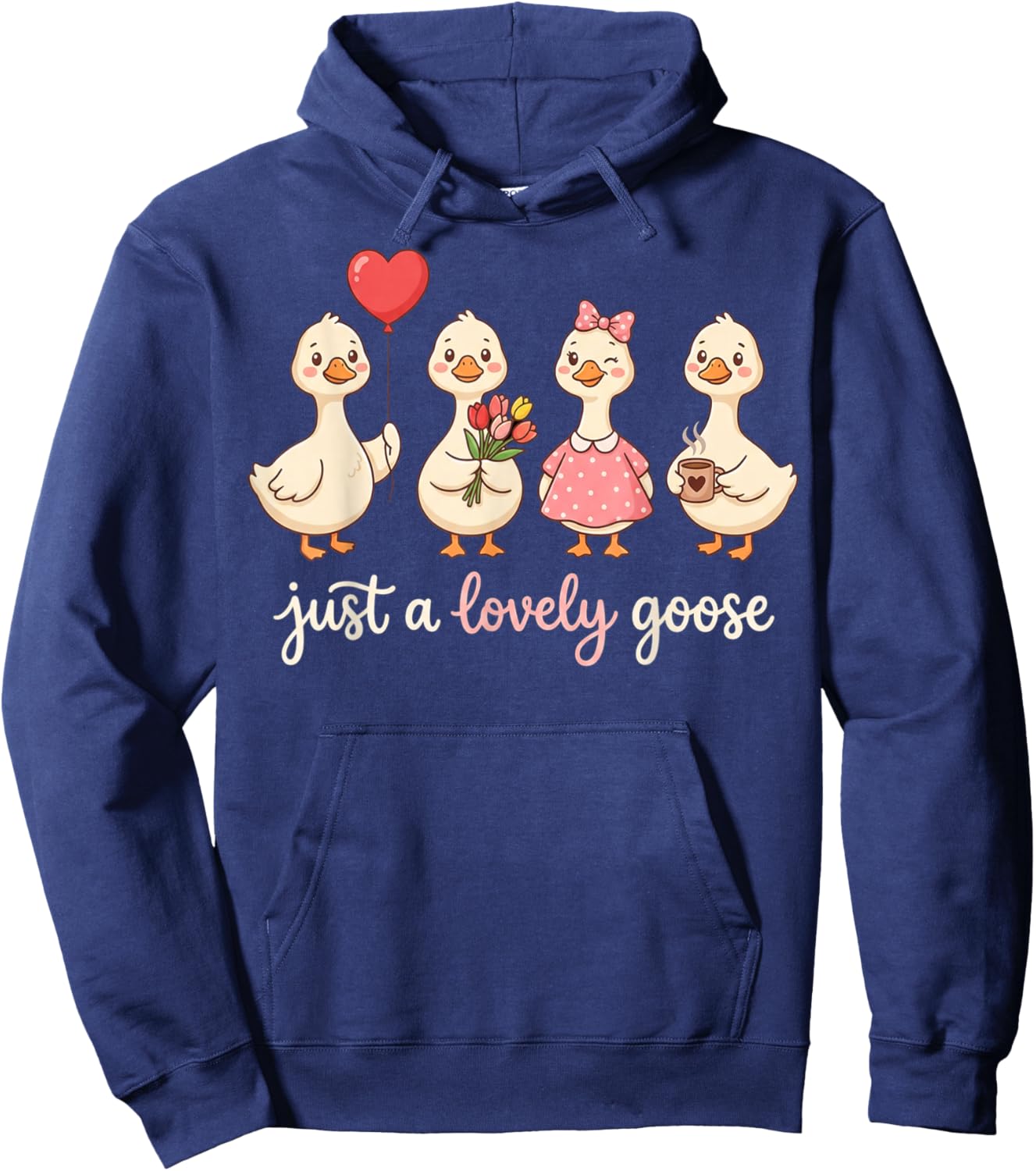 Just a Love Goose Valentine Girl Hearts Women Valentines Hoodie - Hoodie | Navy