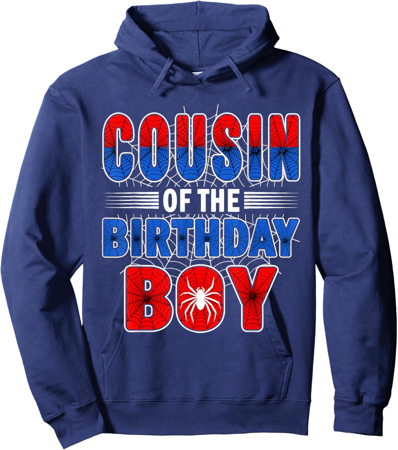 Cousin of The Birthday Boy Spider Web Birthday Party Hoodie - Hoodie | Navy