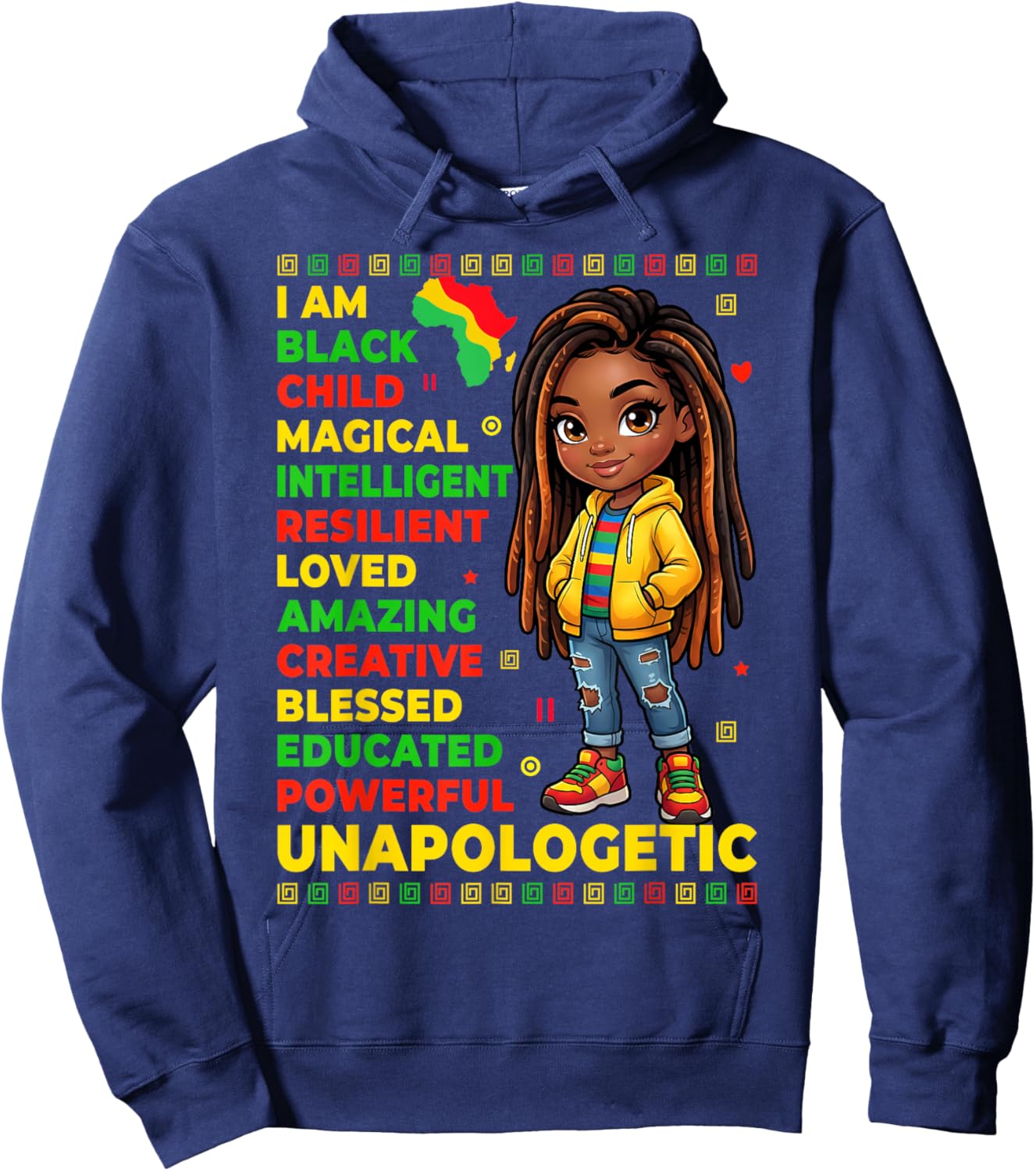 Girls Black History Month African American Kids Girl Toddler Hoodie - Hoodie | Navy