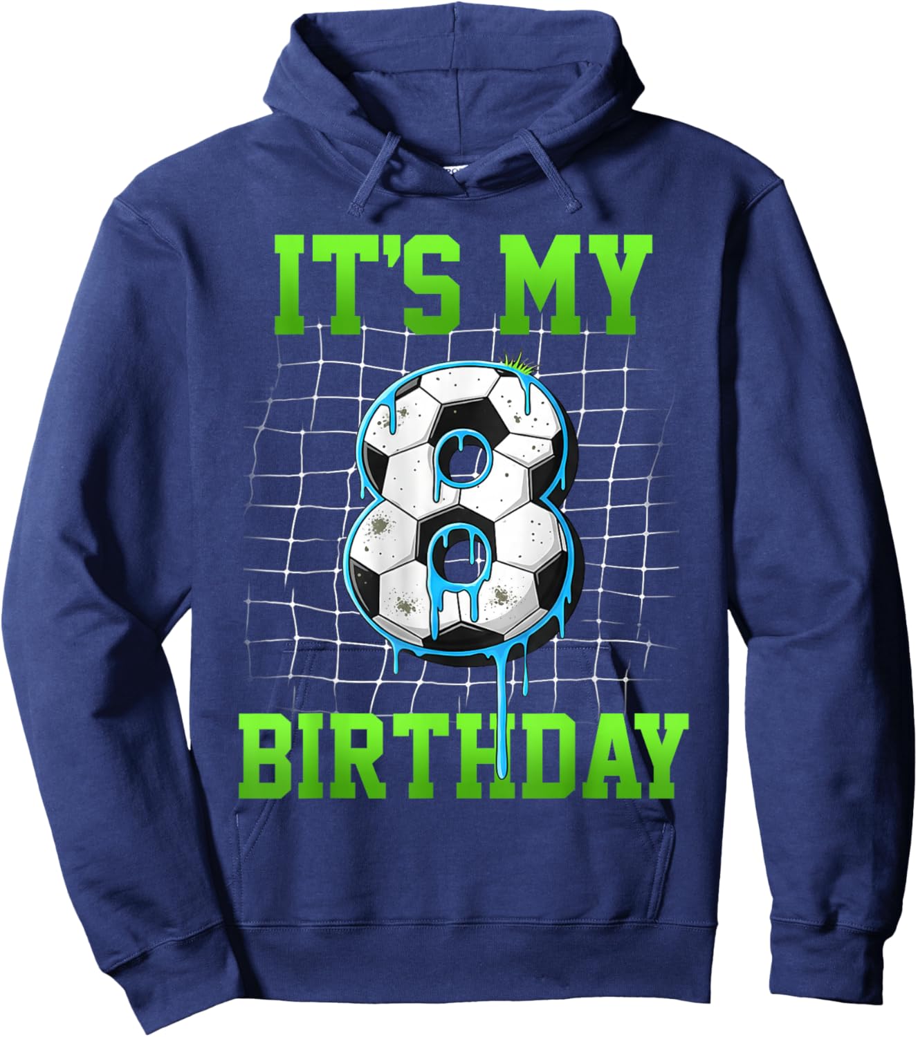 It's My 8th Birthday Funny Soccer Birthday Boy 8 Year Old Hoodie - Hoodie | Navy