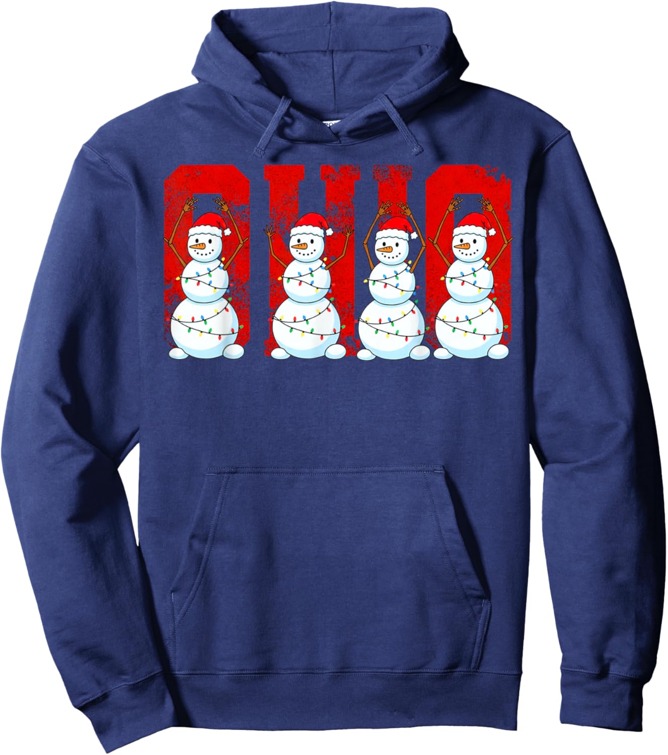 O-H-I-O Christmas Snowman Ohio Vintage and Midwestern Party Hoodie - Hoodie | Navy