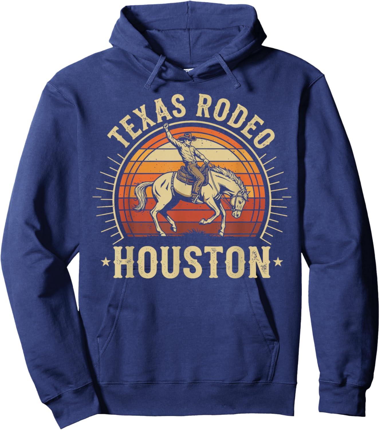 Houston Texas Rodeo Vintage Western Retro Cowboy Hoodie - Hoodie | Navy