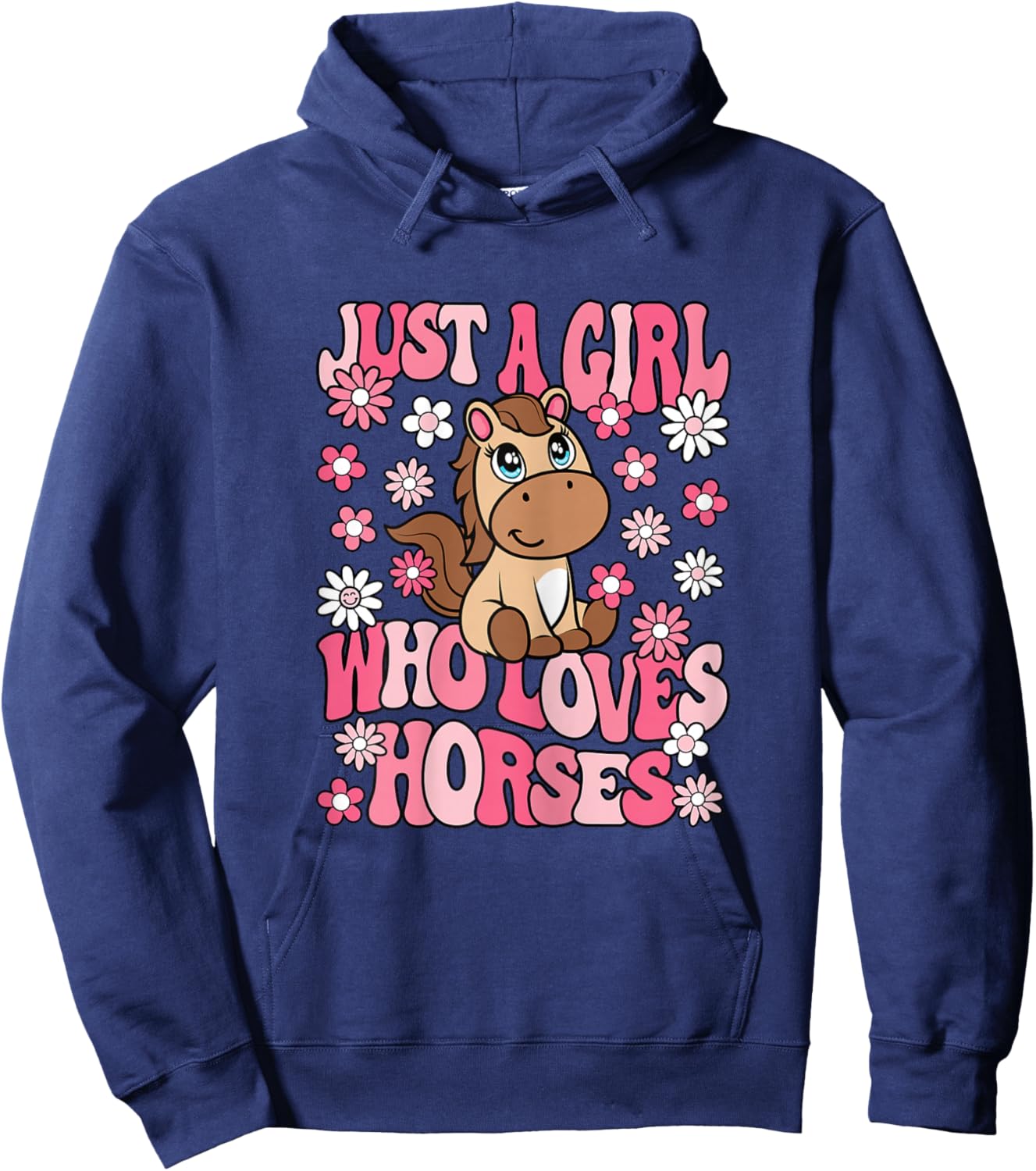 Just A Girl Who Loves Horses Horseback Riding Girls Kids Hoodie - Hoodie | Navy