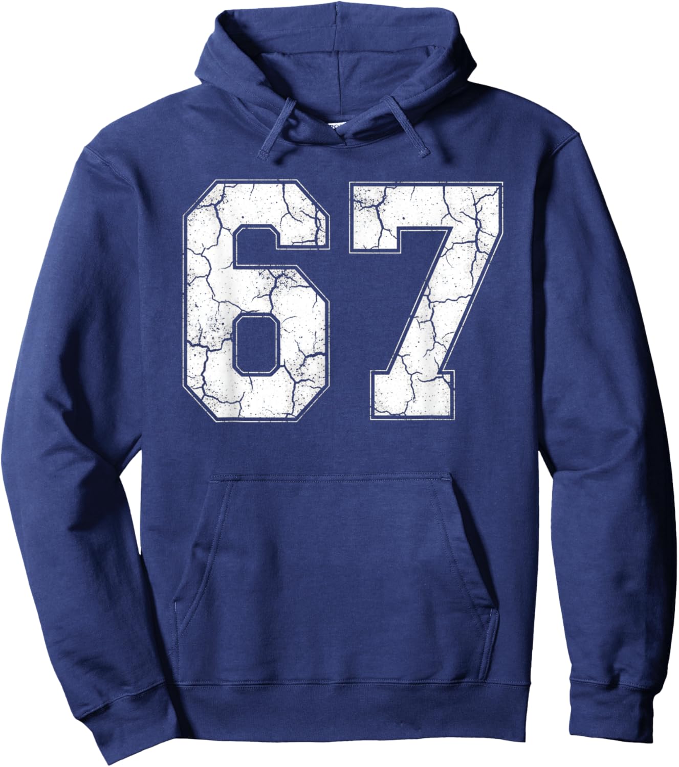 Distressed Number 67 Jersey Player Six Seven Meme Hoodie - Hoodie | Navy