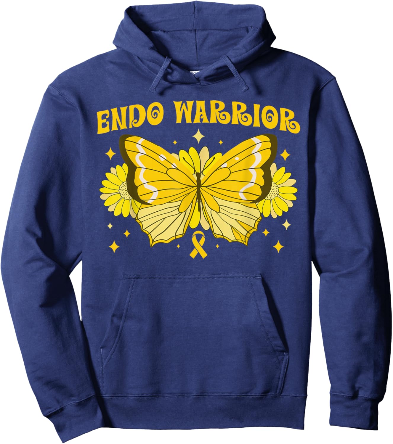 Endo Warrior Butterfly Endometriosis Awareness Month Hoodie - Hoodie | Navy