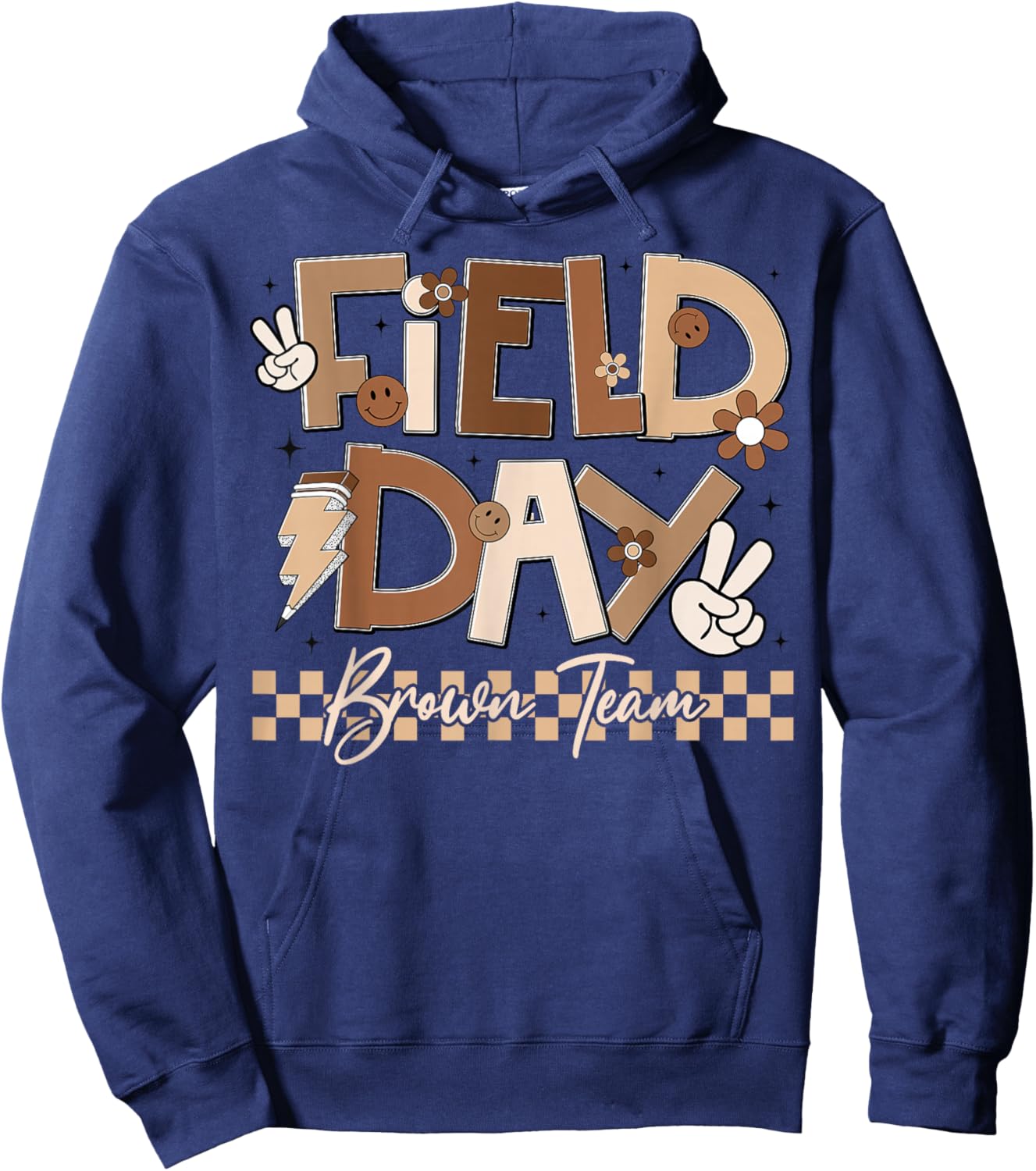 Field Day Brown Team Retro Peace Lightning Men Women Kid Hoodie - Hoodie | Navy