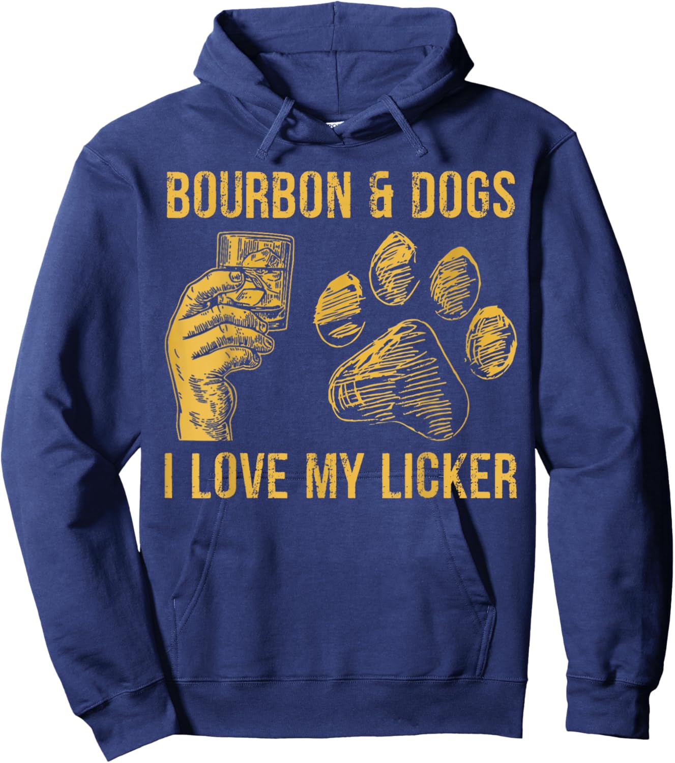 Bourbon and Dogs I Love My Licker Bourbon Drinking Lover Dog Hoodie - Hoodie | Navy