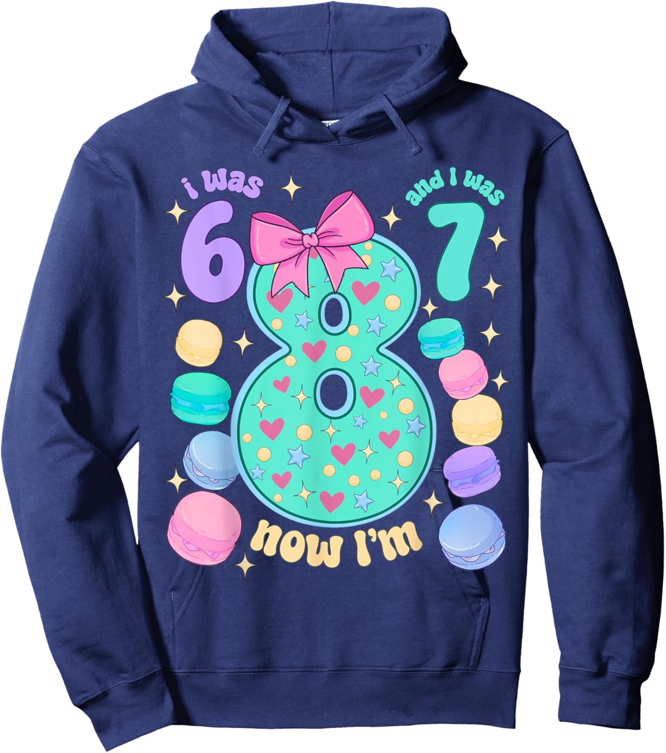 I was 6 I was 7 Now I'm 8th Birthday for Girl Hoodie - Hoodie | Navy