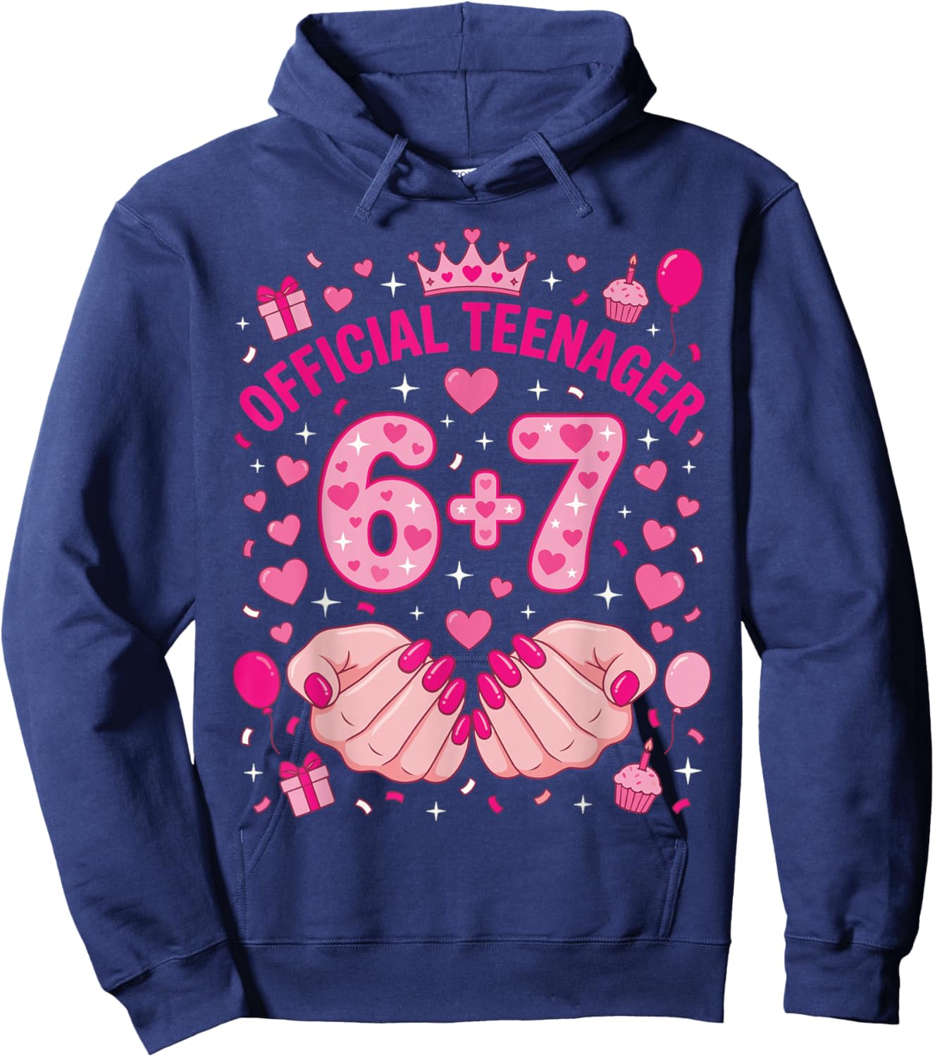 6+7 Year Old Girls Teenager Nails 13th Birthday 67 Hoodie - Hoodie | Navy