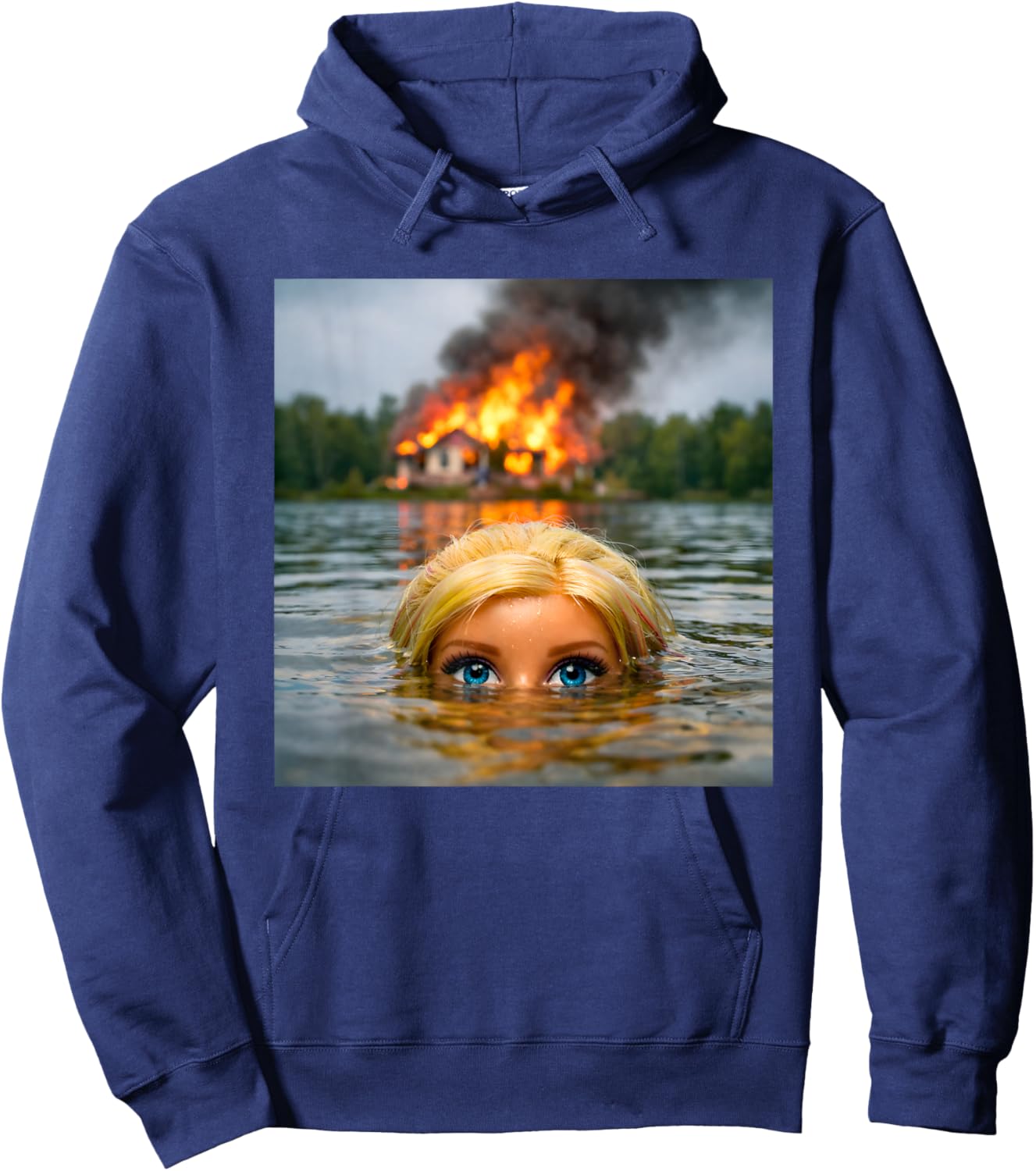 Funny Doll Face Clothes Meme Women Men Vintage Swimming Hoodie - Hoodie | Navy