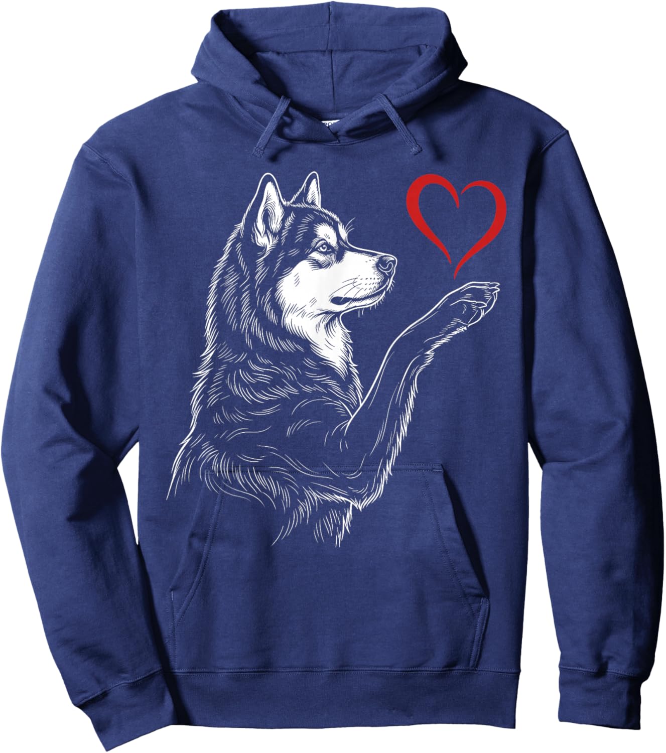 Alaskan Malamute Lover Dog Art Holding Heart Valentines Hoodie - Hoodie | Navy