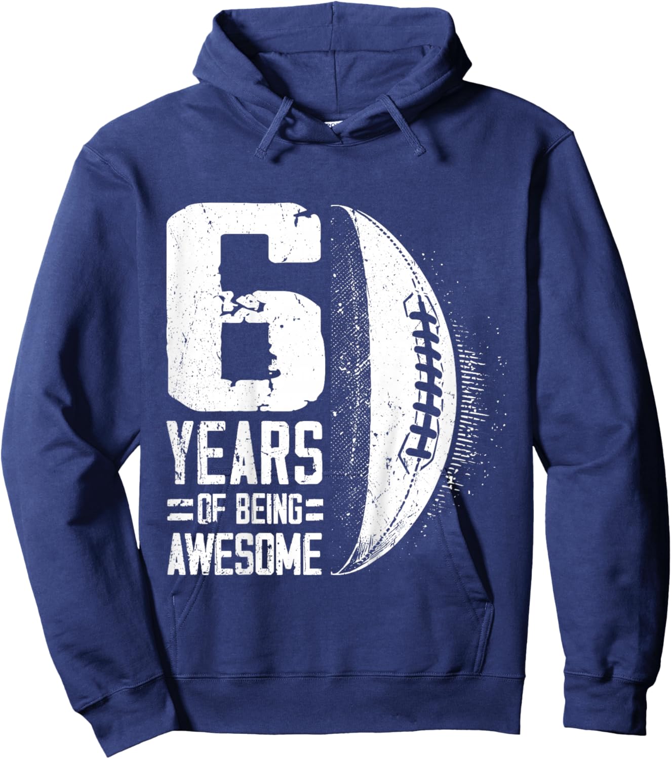 6th Birthday Retro Rugby Player 6 Years Old Boy Girl Hoodie - Hoodie | Navy