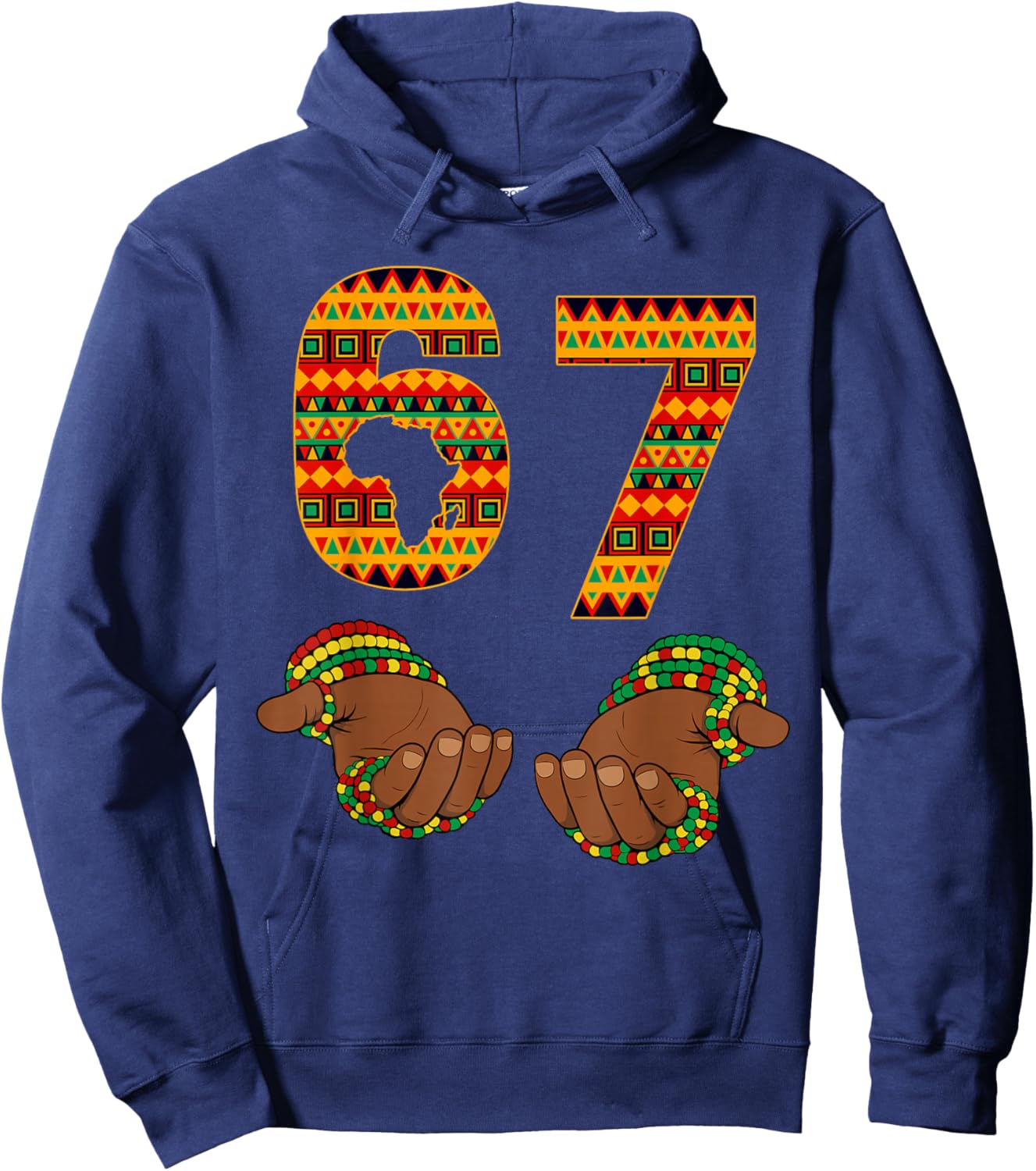 67 Black History Month Pride African Six Seven 6 7 Meme Hoodie - Hoodie | Navy