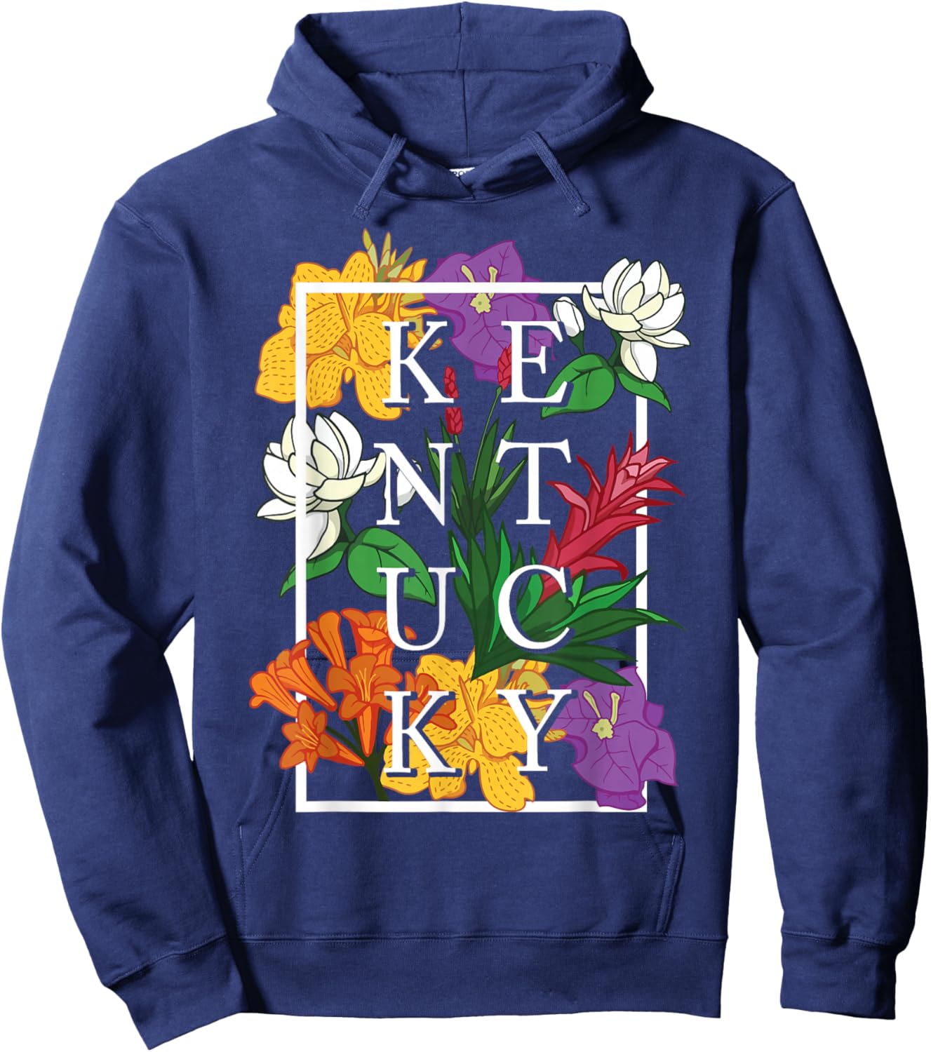 Kentucky Wildflower Pride Floral Hoodie - Hoodie | Navy
