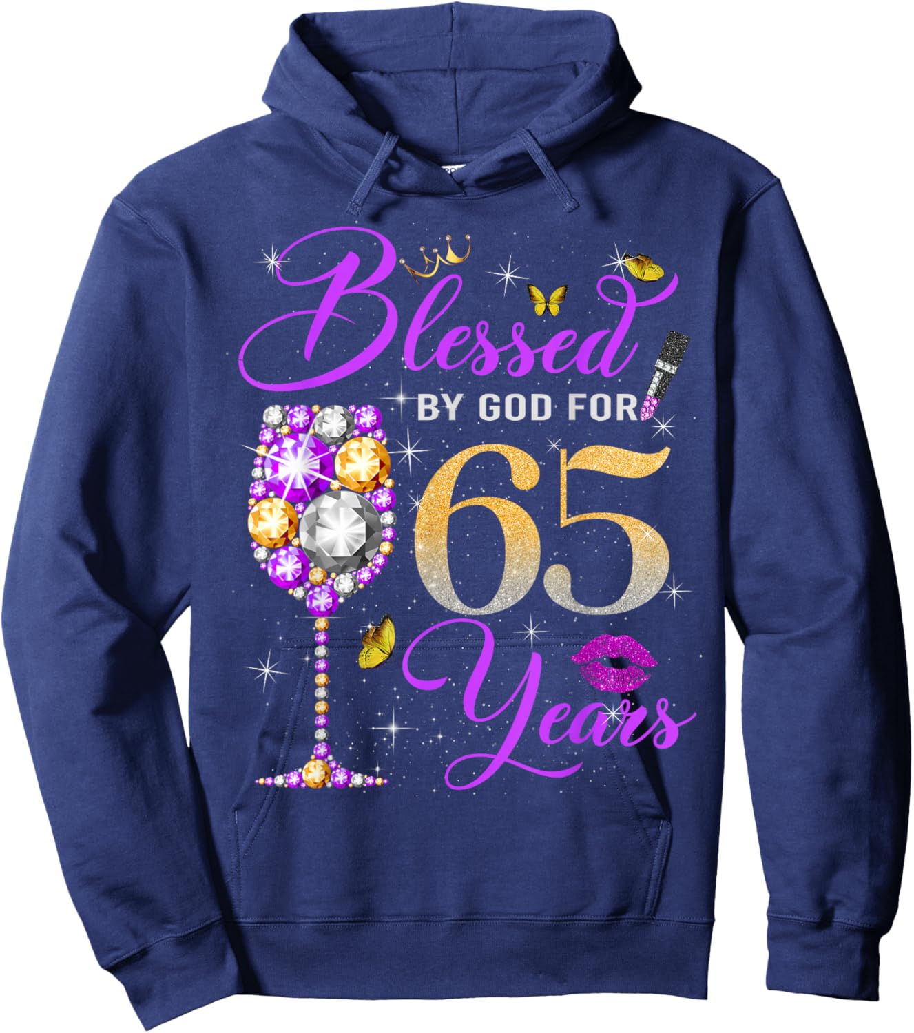 Blessed by God for 65 Years Old Women 65th Birthday Queen Hoodie - Hoodie | Navy
