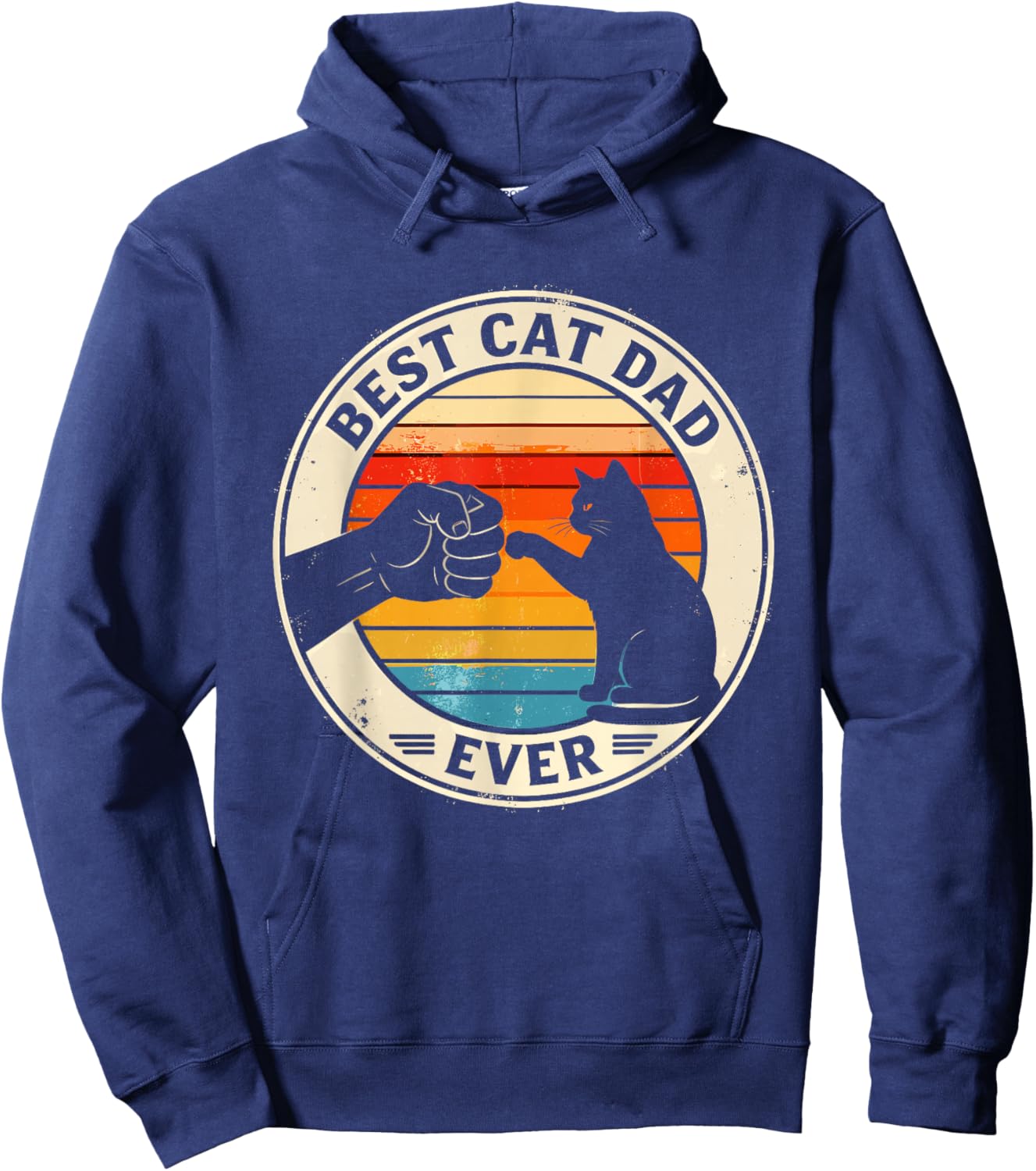 Retro Cat Dad Ever Cats Lovers , Women, and Kids Hoodie - Hoodie | Navy