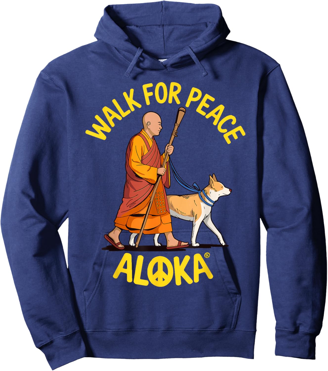 Walk for Peace Monks with Aloka Dog Hoodie - Hoodie | Navy