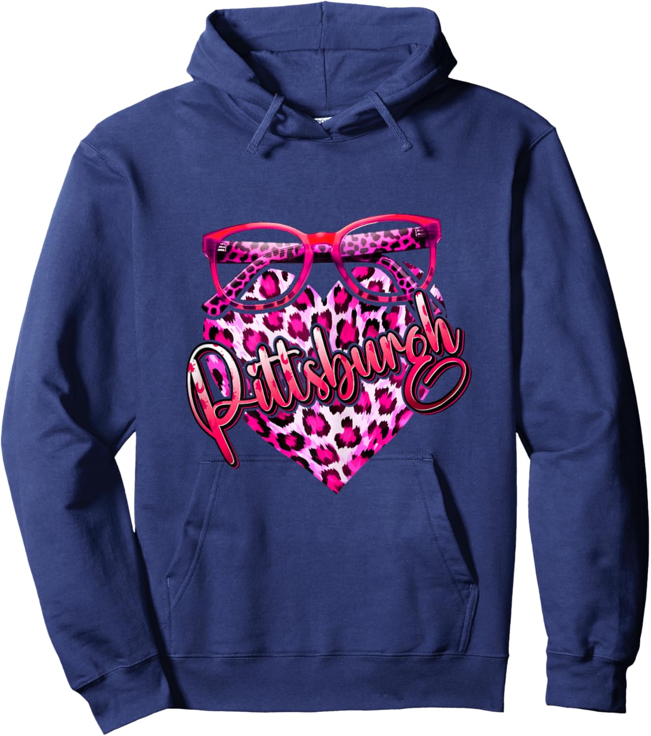 Pittsburgh Leopard Heart Pink Sunglasses Cool Stylish Women Hoodie - Hoodie | Navy