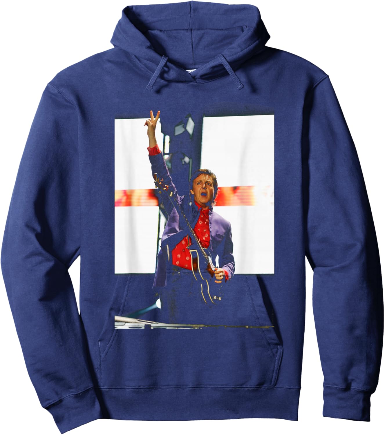 The Beatles Bass Player Paul McCartney Glasto Andy Willsher Hoodie - Hoodie | Navy