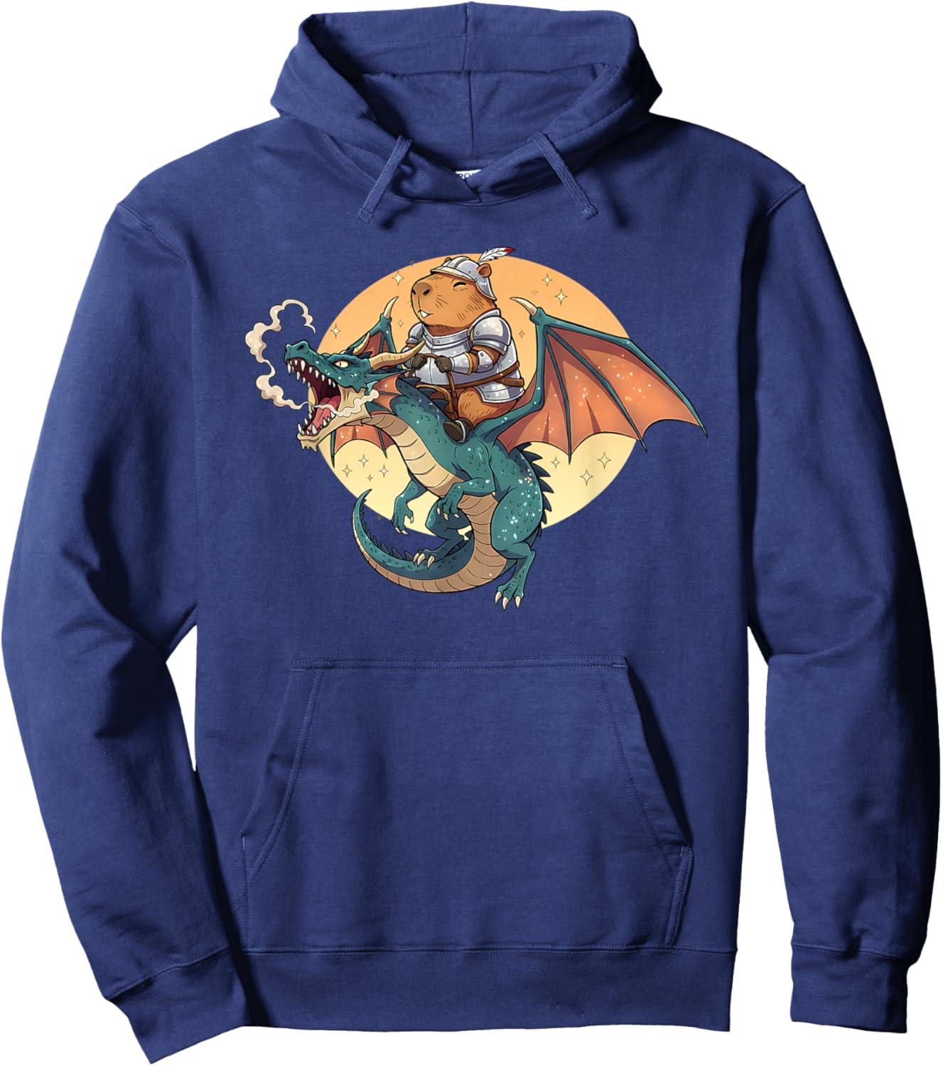 Capybara Knight Riding Dragon Medieval Ren Faire Graphic Hoodie - Hoodie | Navy