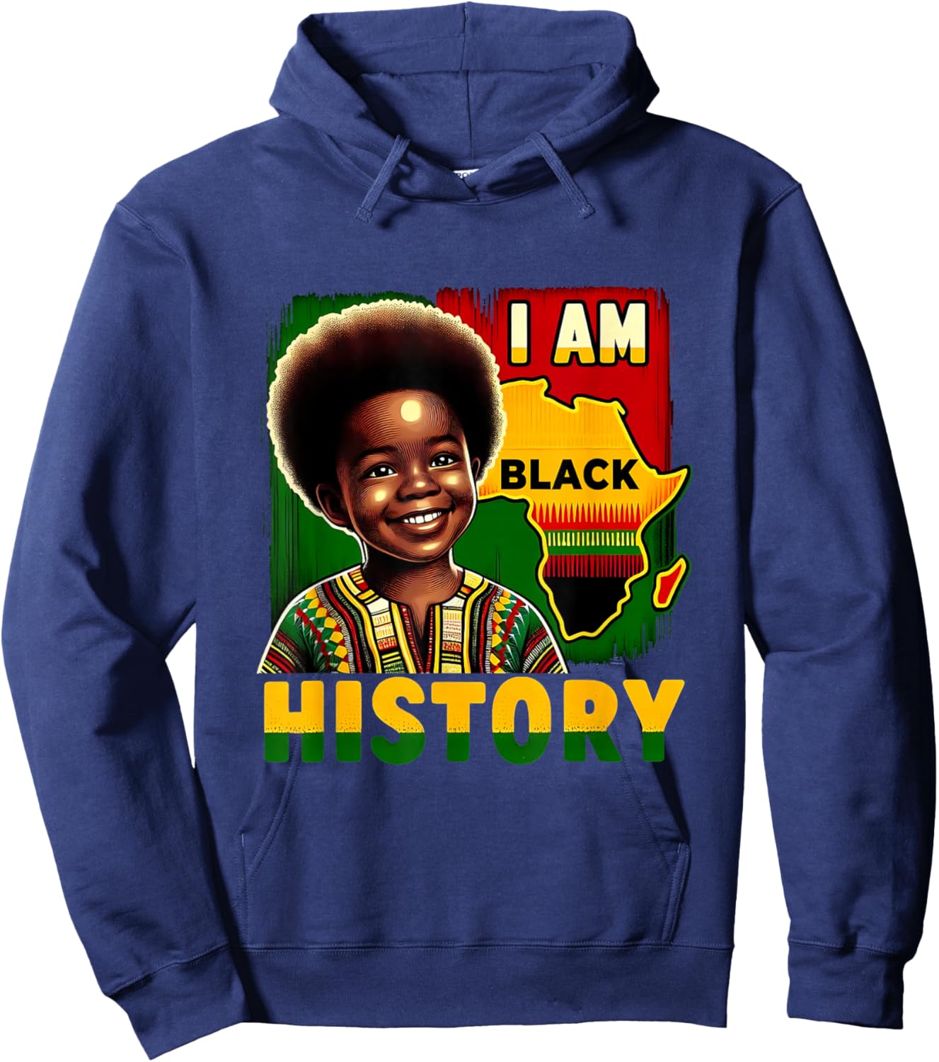 I Am Black History Month Youth Pride African Melanin Boy Hoodie - Hoodie | Navy