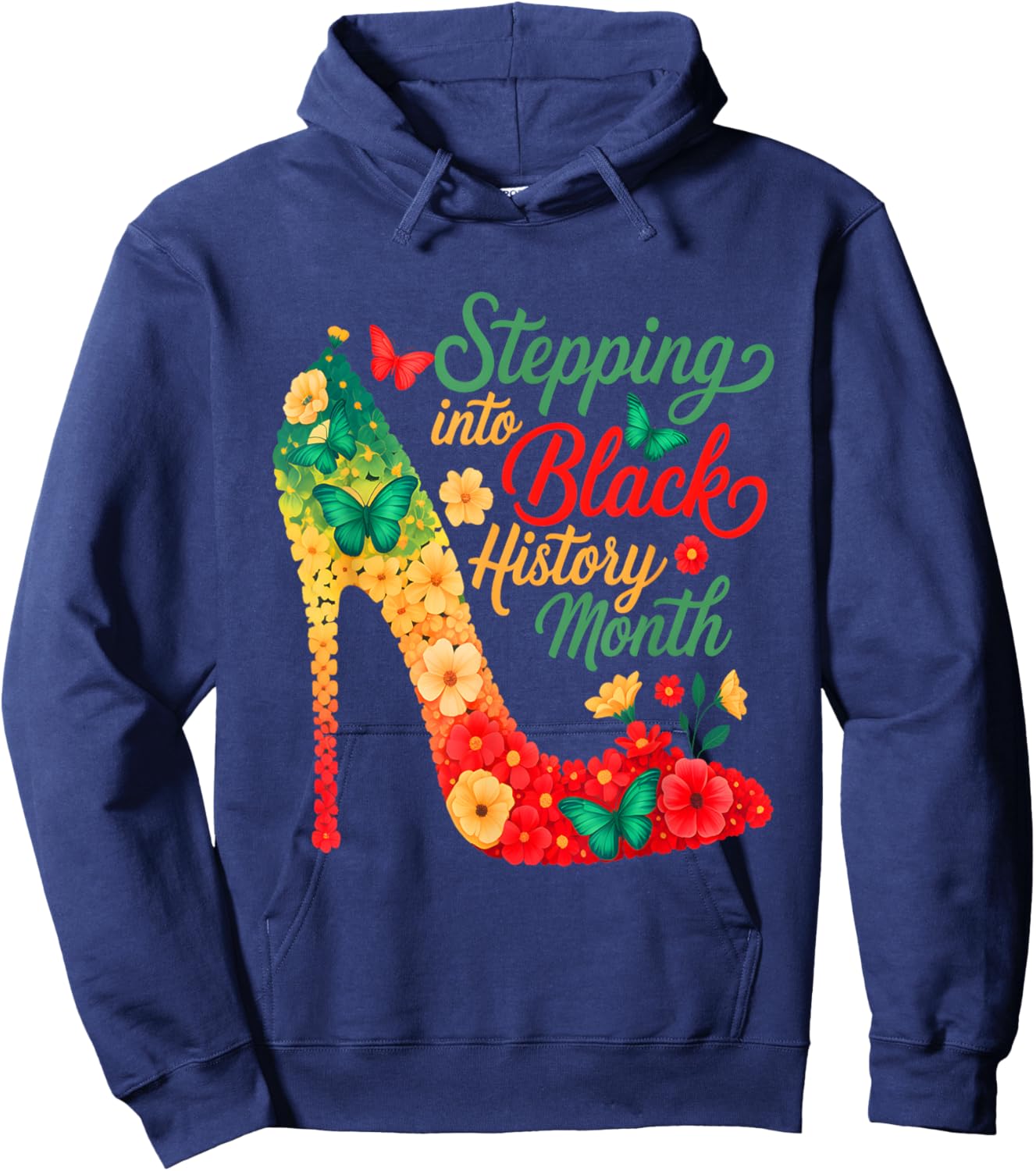 Stepping Into Black History Month High Heels Girls Hoodie - Hoodie | Navy