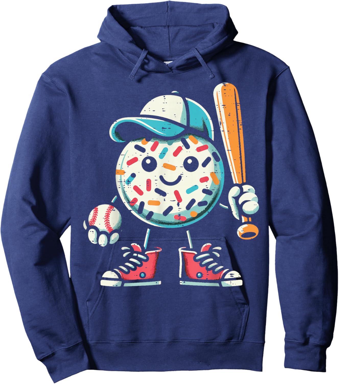 Donut Baseball Hat Ball Bat Cute Sport Toddler Boys Kids Men Hoodie - Hoodie | Navy