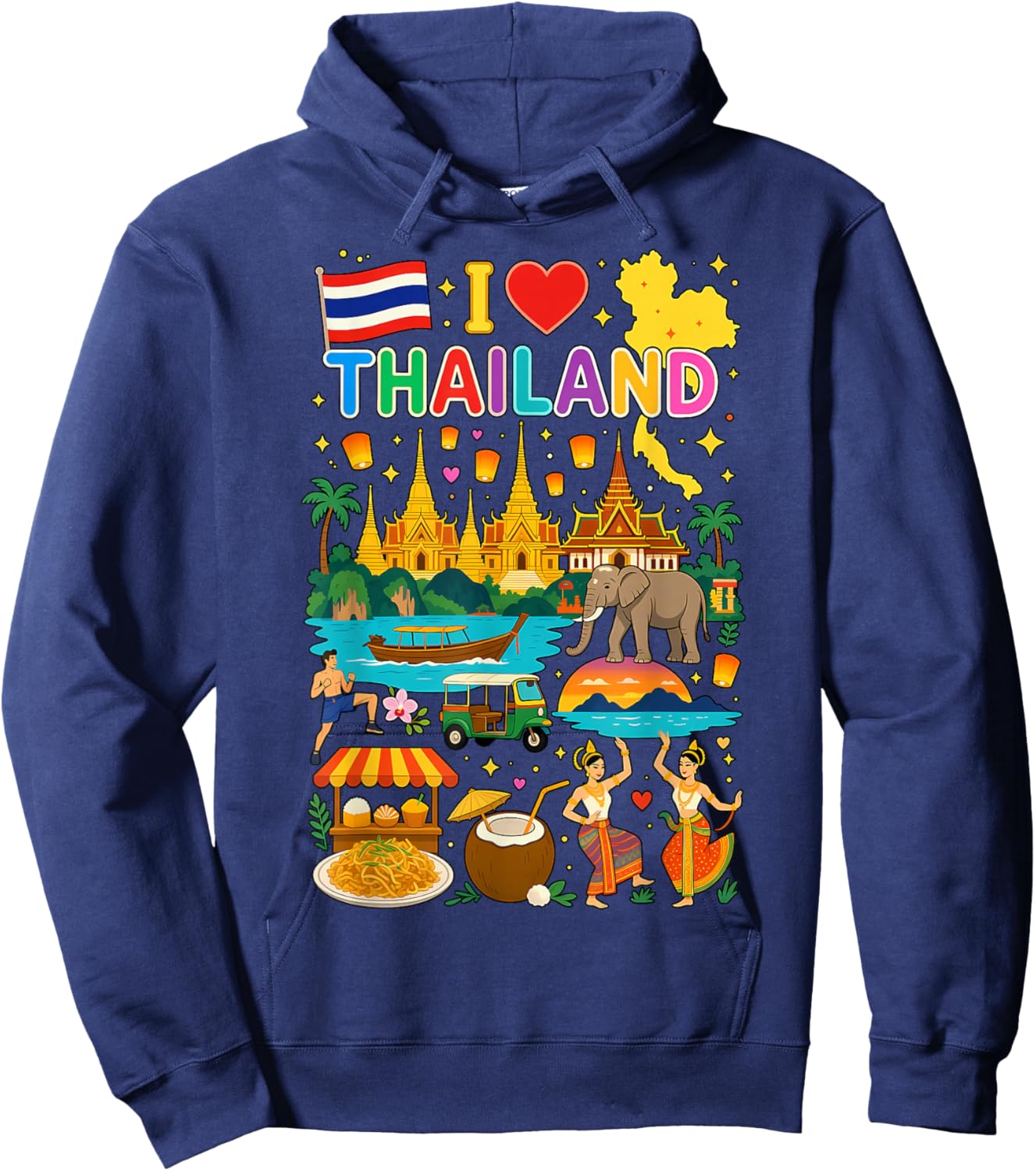 I Love Thailand Travel Thai Culture Hoodie - Hoodie | Navy