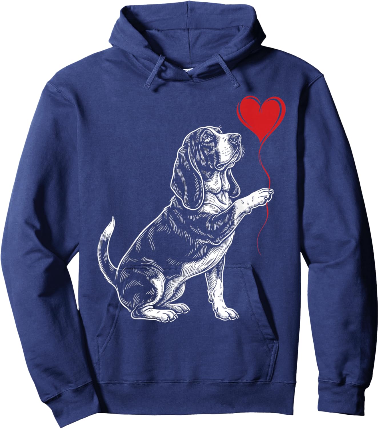 Basset Hound Lover Dog Art Holding Heart Valentines Hoodie - Hoodie | Navy