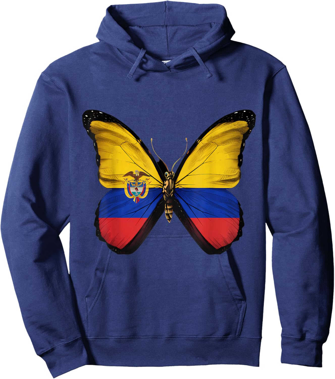 Colombia Flag Butterfly Colombian Roots Colombian Pride Hoodie - Hoodie | Navy