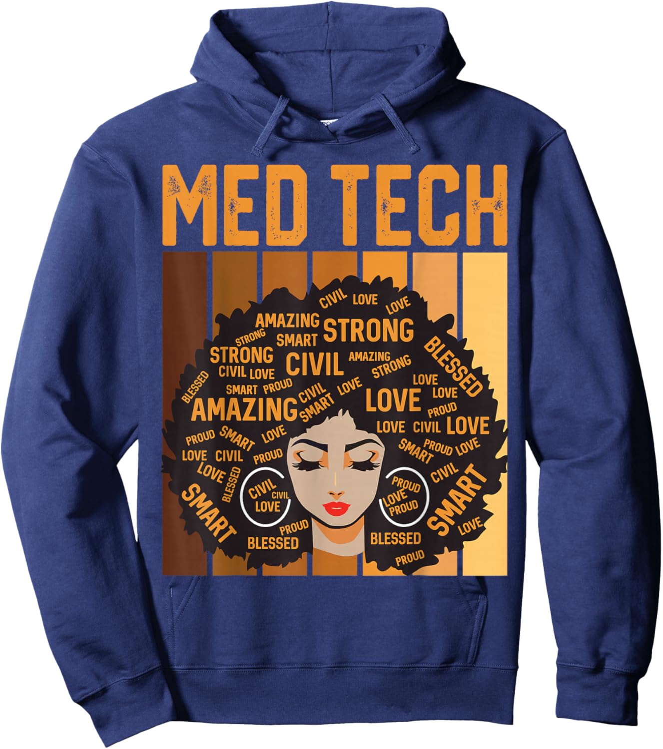 Med Tech Powerful Black History Month Black Pride Design Hoodie - Hoodie | Navy