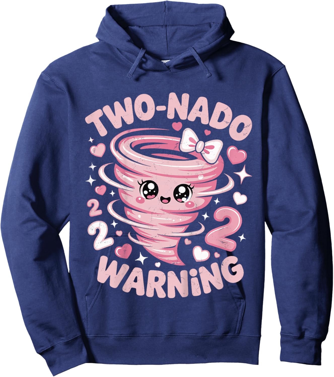 Two Nado Warning Coquette Bow 2nd Birthday 2 Year Old Girls Hoodie - Hoodie | Navy