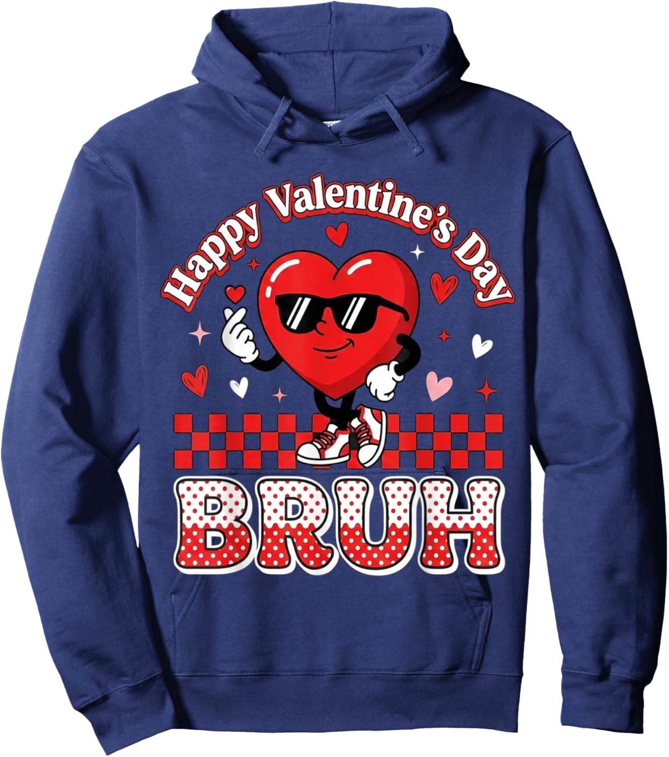 Happy Valentines Bruh Valentine Boys Hearts Kids Men Hoodie - Hoodie | Navy