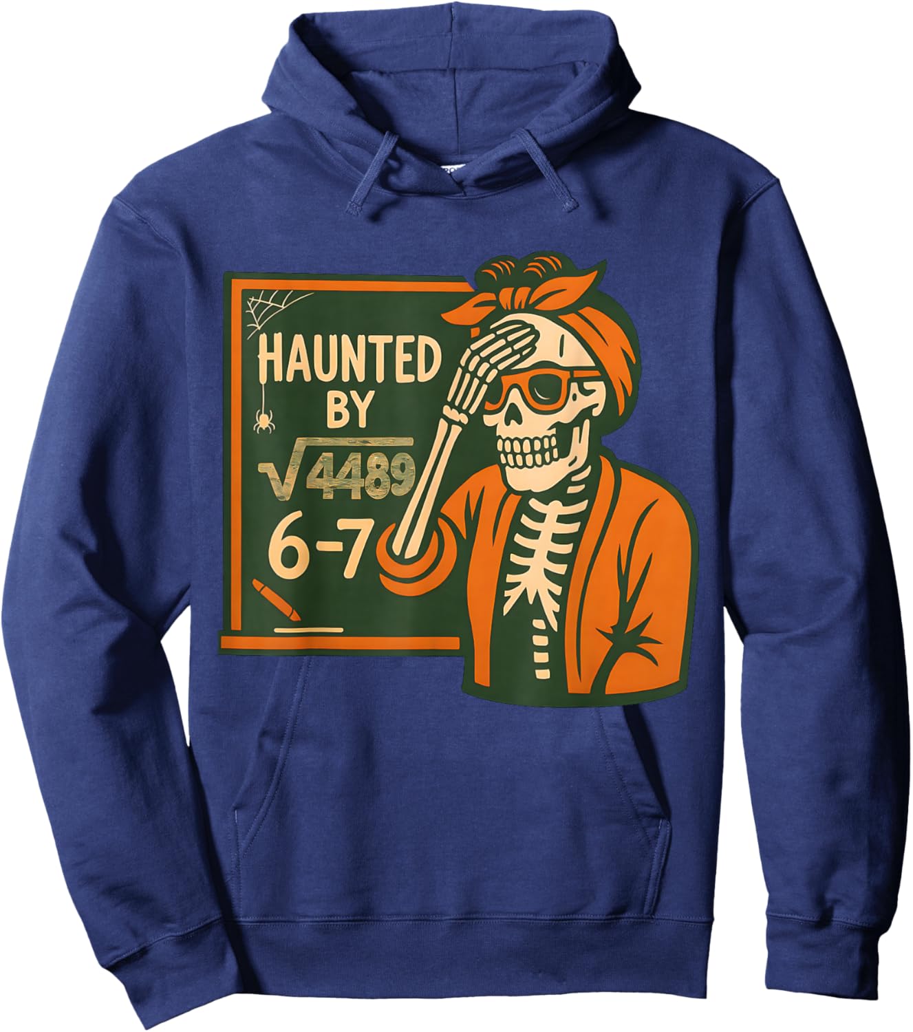 4489 Six Seven 6 7 Meme Skeleton Haunted by 6-7 Meme 4489 Hoodie - Hoodie | Navy