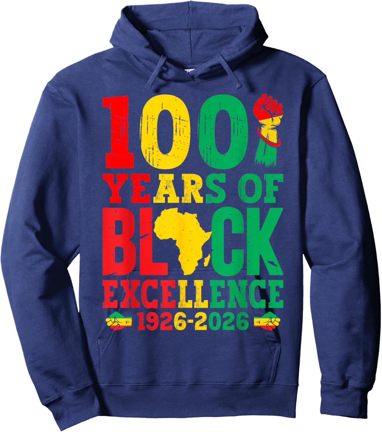 100 Years of Black Excellence Black History Month Centennial Hoodie - Hoodie | Navy