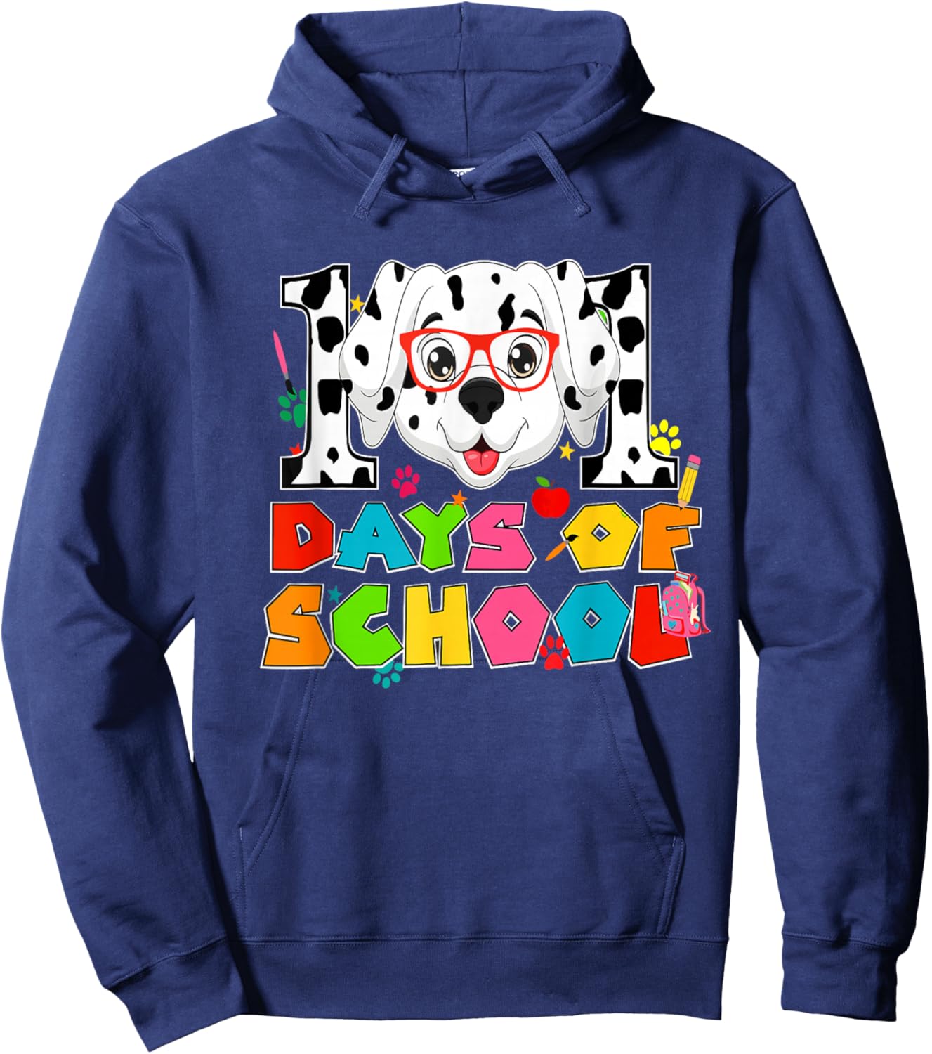 100 Days School Dabbing Dalmatian Dog Teachers Kids Teen Hoodie - Hoodie | Navy