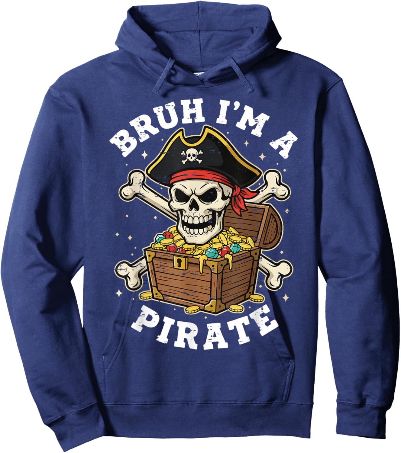 Bruh I'm a Pirate Lazy Pirate Skull Costume Halloween Hoodie - Hoodie | Navy